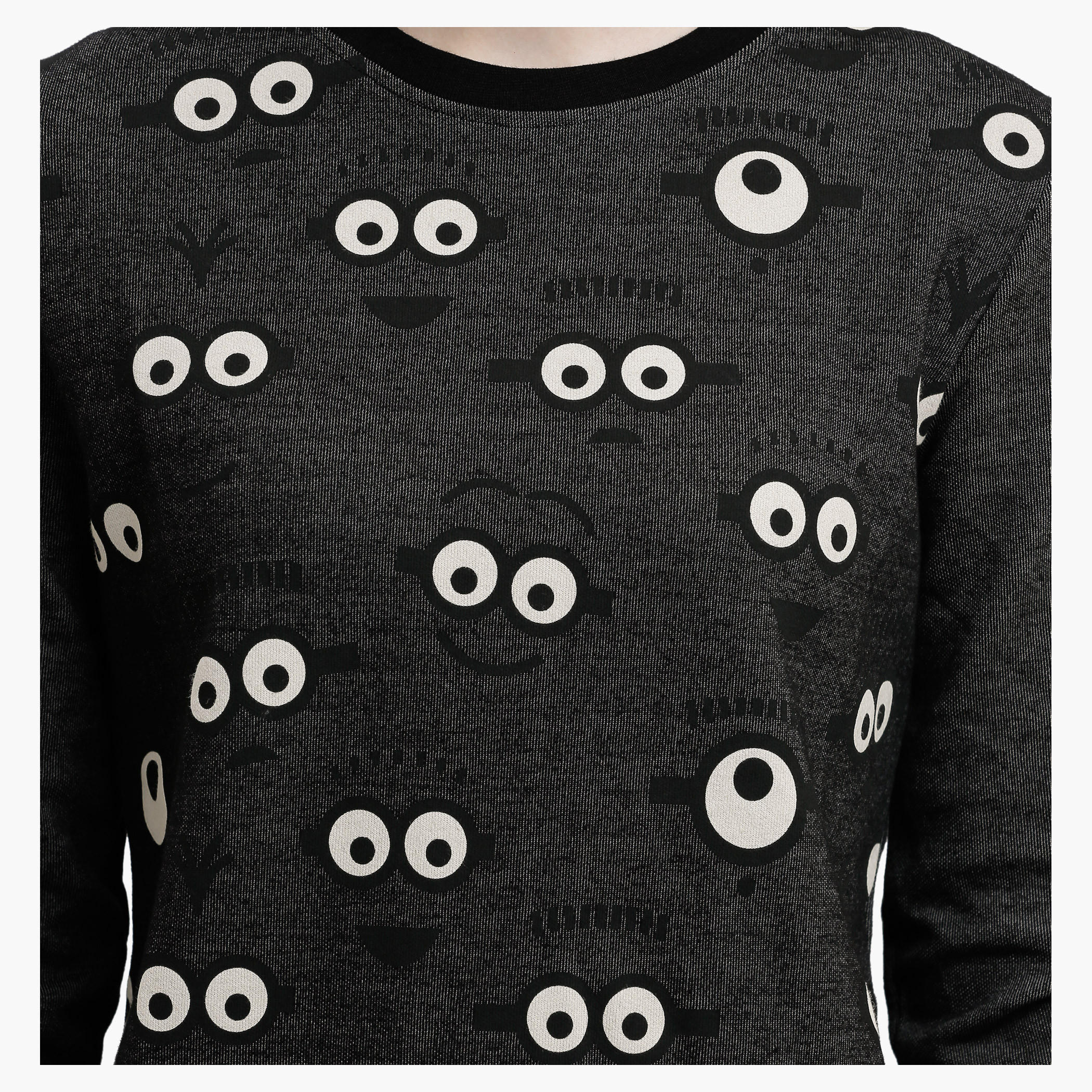 Printed Sweatshirt with Round Neck and Long Sleeves-women-winterwear-hoodiesandsweatshirts-sweatshirts-image-4