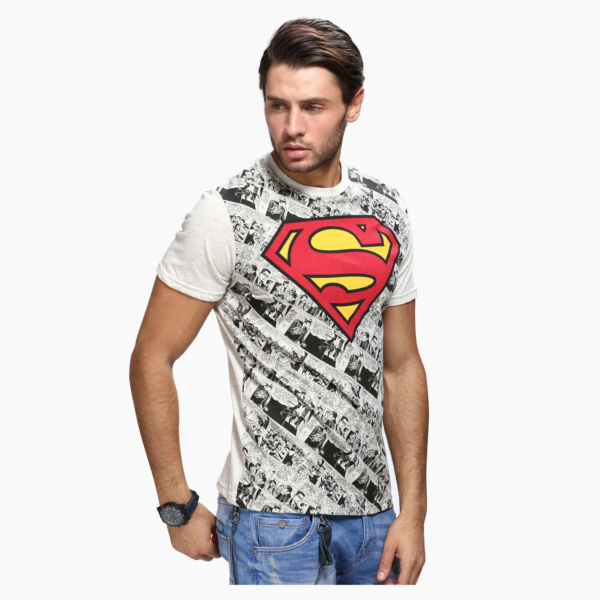 Printed Crew Neck T-Shirt with Short Sleeves-men-clothing-tshirtsandpolos-tshirts-image-1