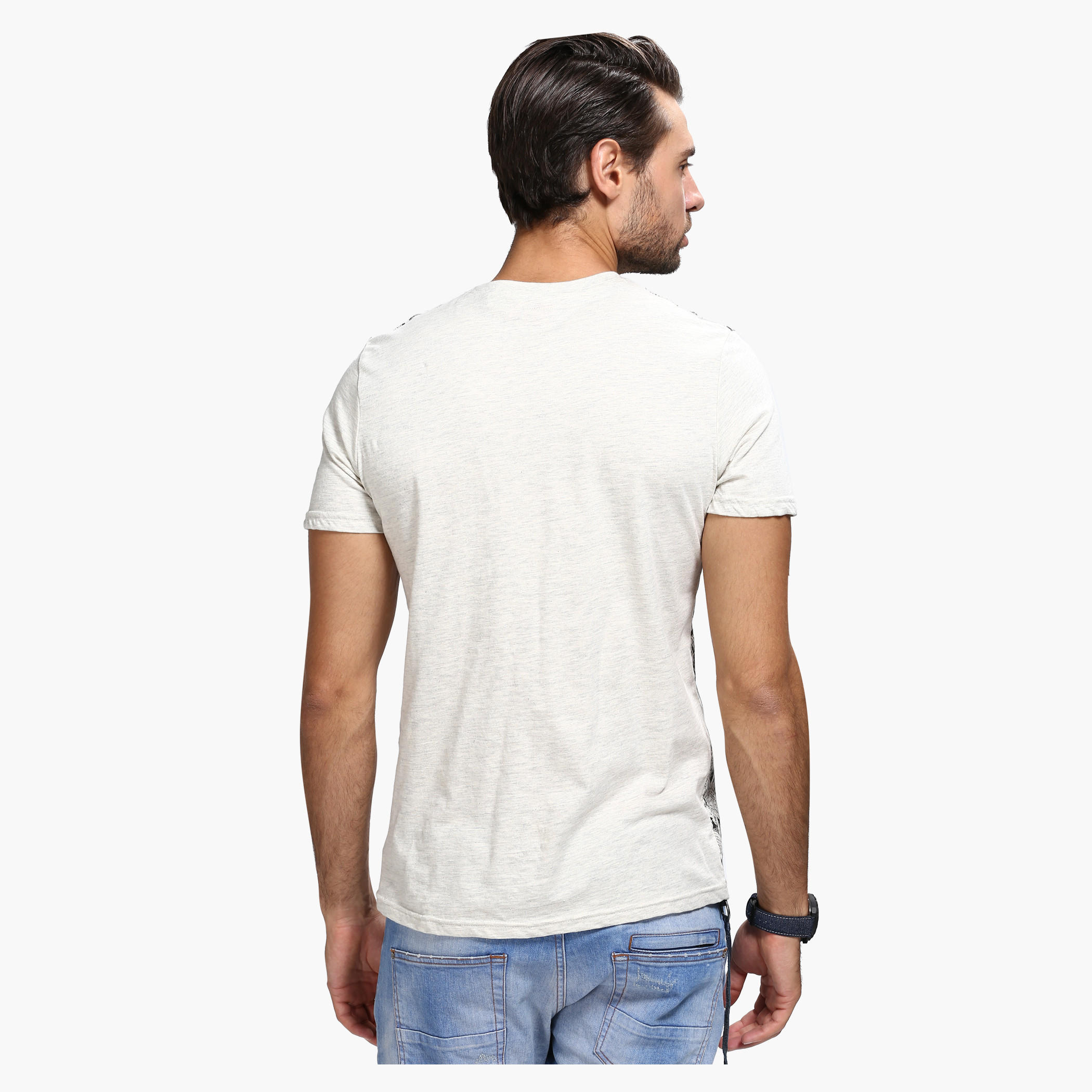 Printed Crew Neck T-Shirt with Short Sleeves-men-clothing-tshirtsandpolos-tshirts-image-2