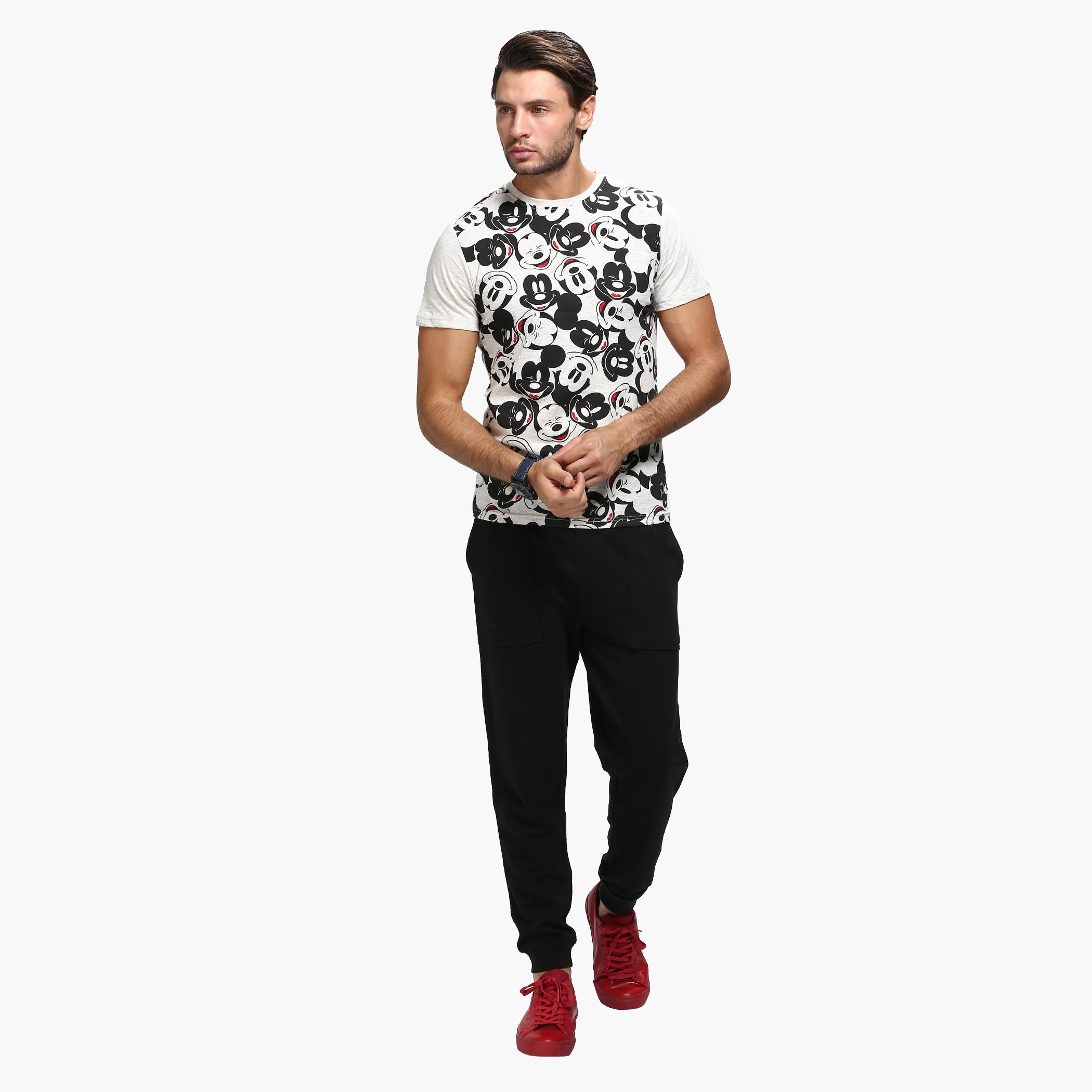 Mickey Mouse Printed Crew Neck T-Shirt with Short Sleeves-men-clothing-tshirtsandpolos-tshirts-image-5