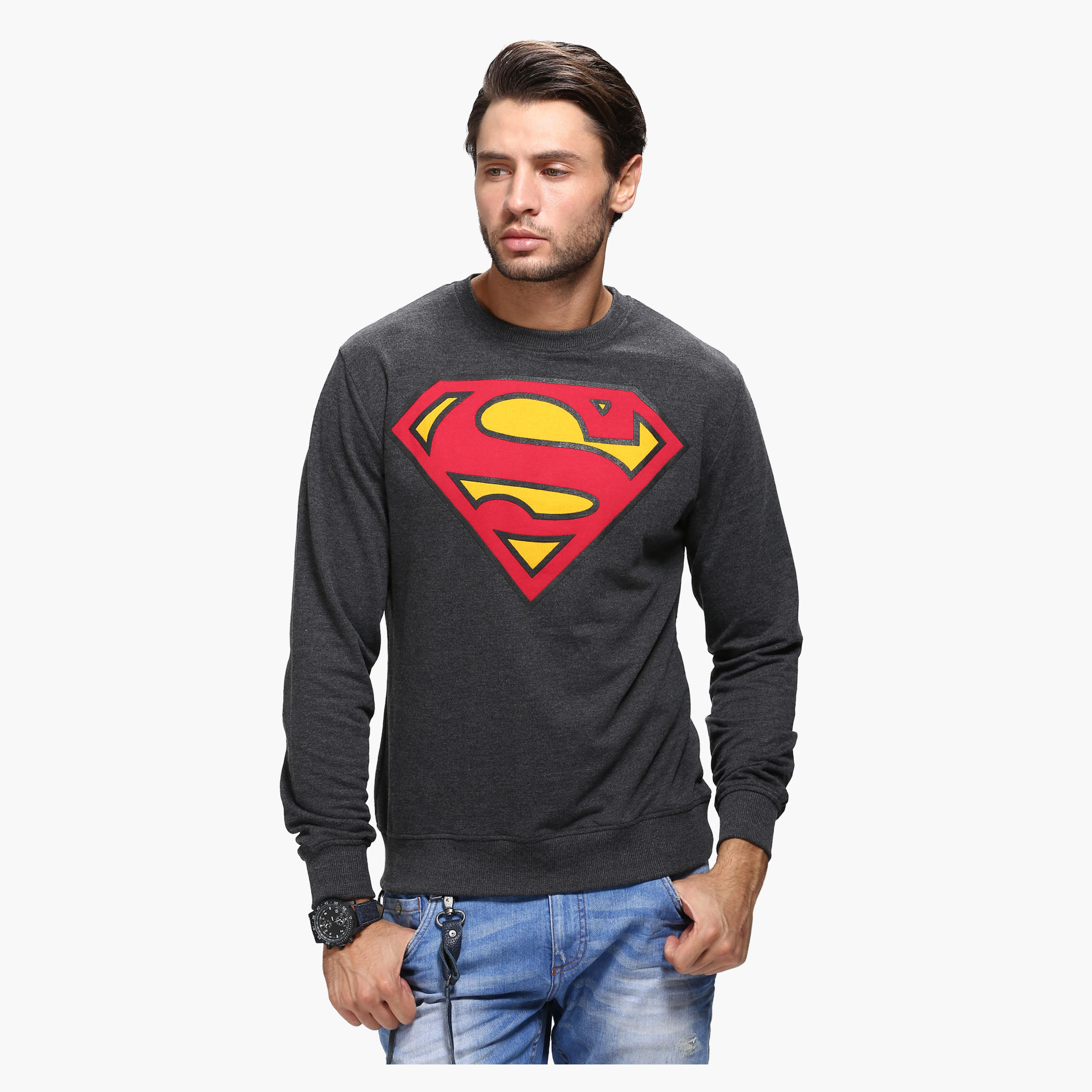 Printed Crew Neck Sweatshirt with Long Sleeves-men-winterwear-hoodiesandsweatshirts-image-1