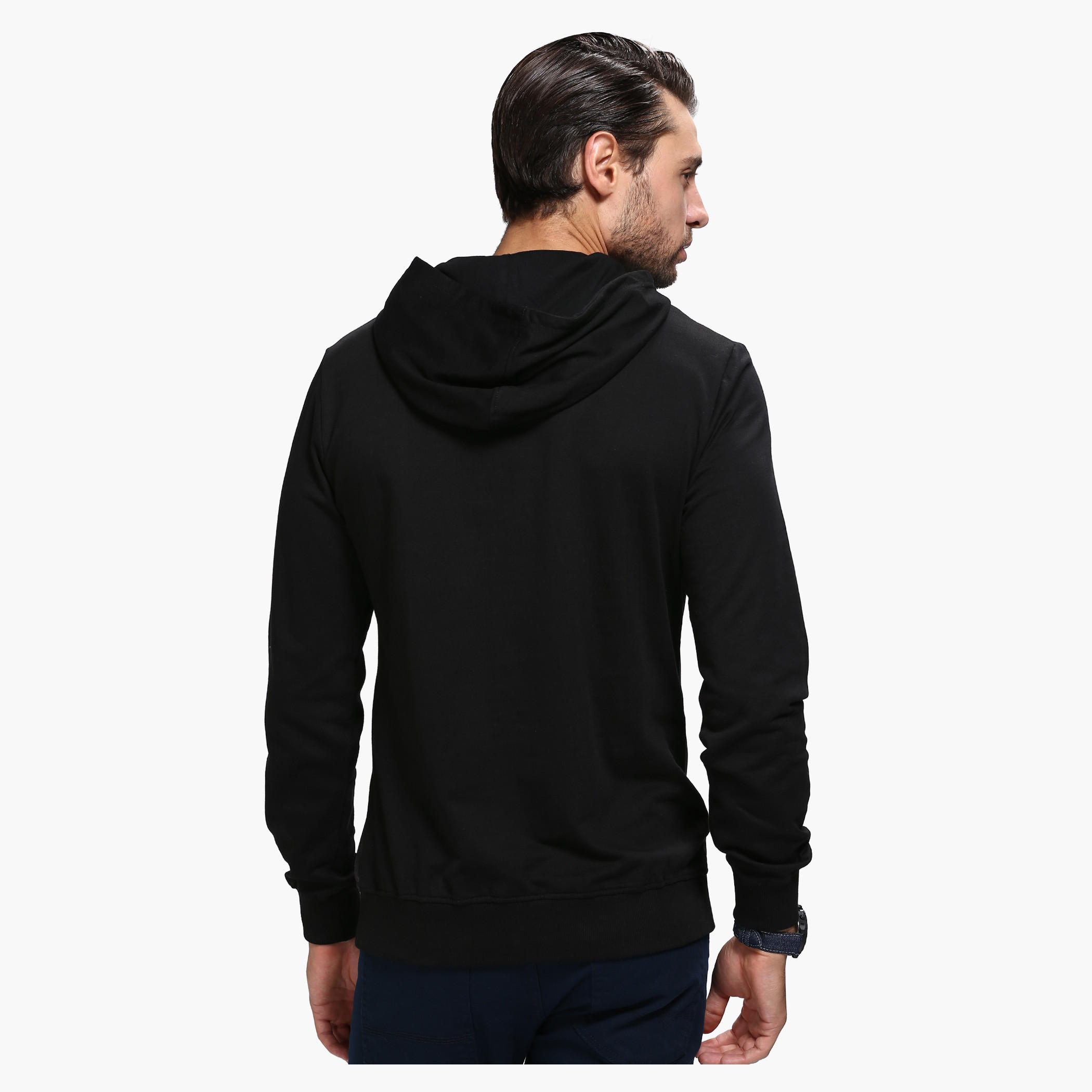 Printed Sweatshirt with Hood and Long Sleeves-men-winterwear-hoodiesandsweatshirts-image-2