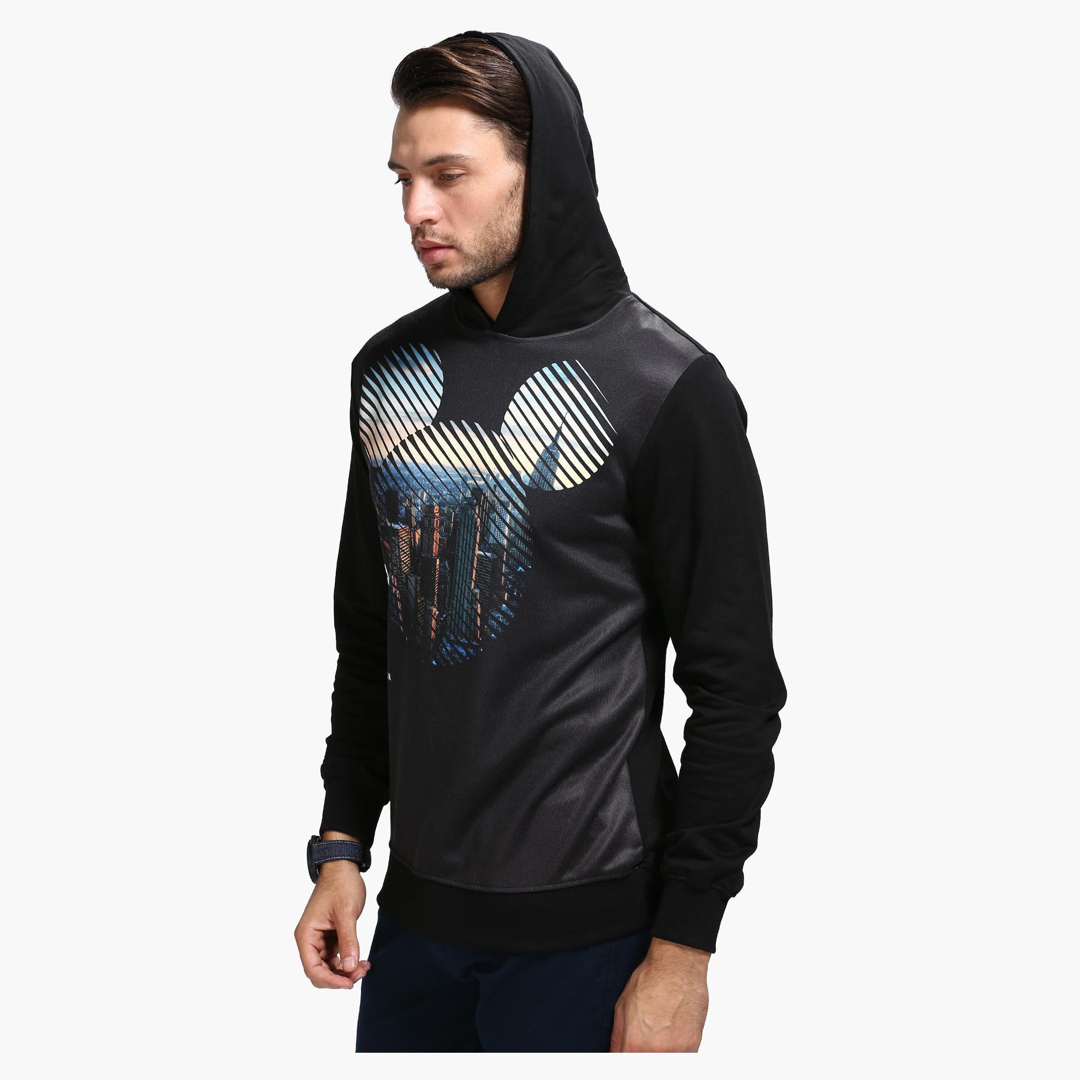 Printed Sweatshirt with Hood and Long Sleeves-men-winterwear-hoodiesandsweatshirts-image-3