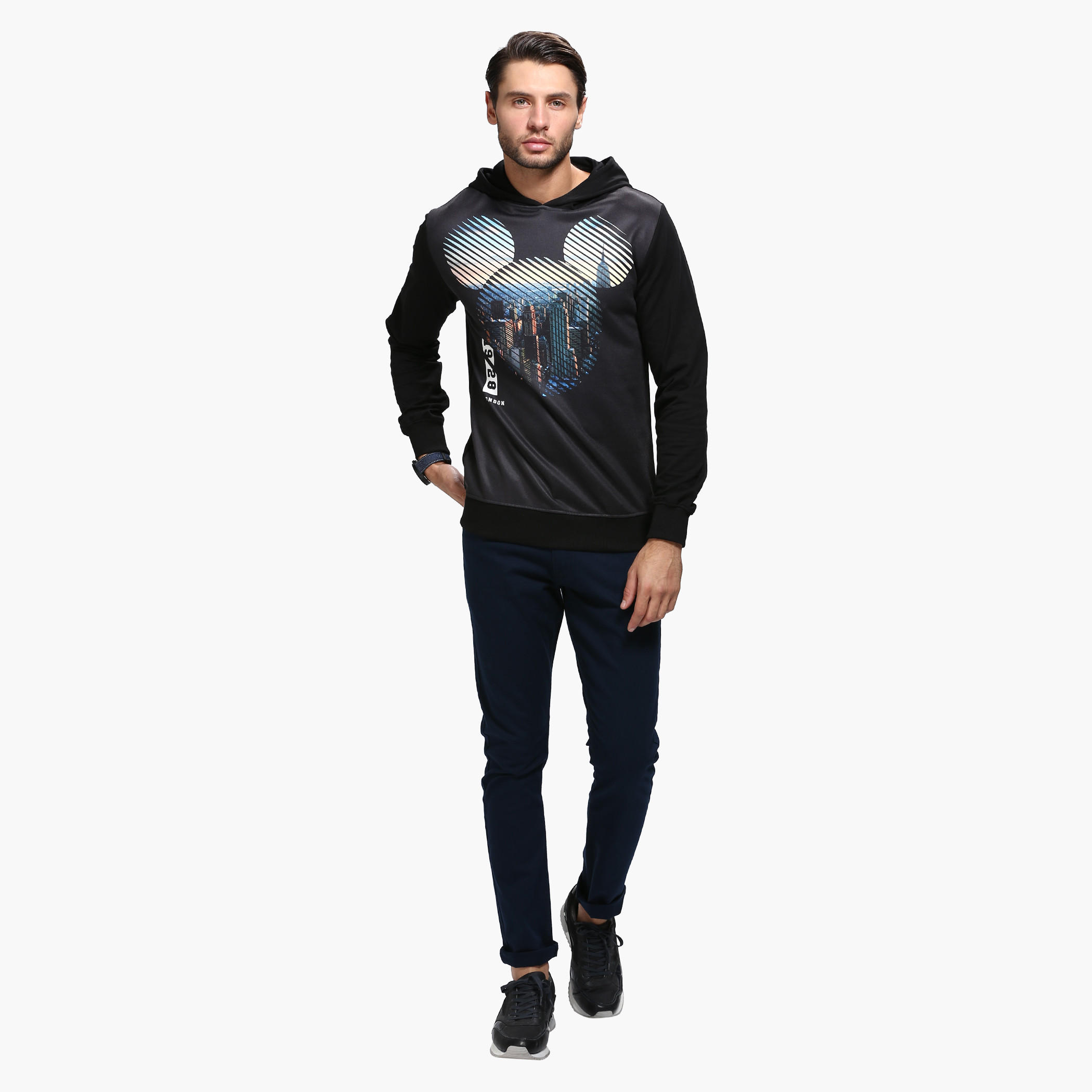 Printed Sweatshirt with Hood and Long Sleeves-men-winterwear-hoodiesandsweatshirts-image-5
