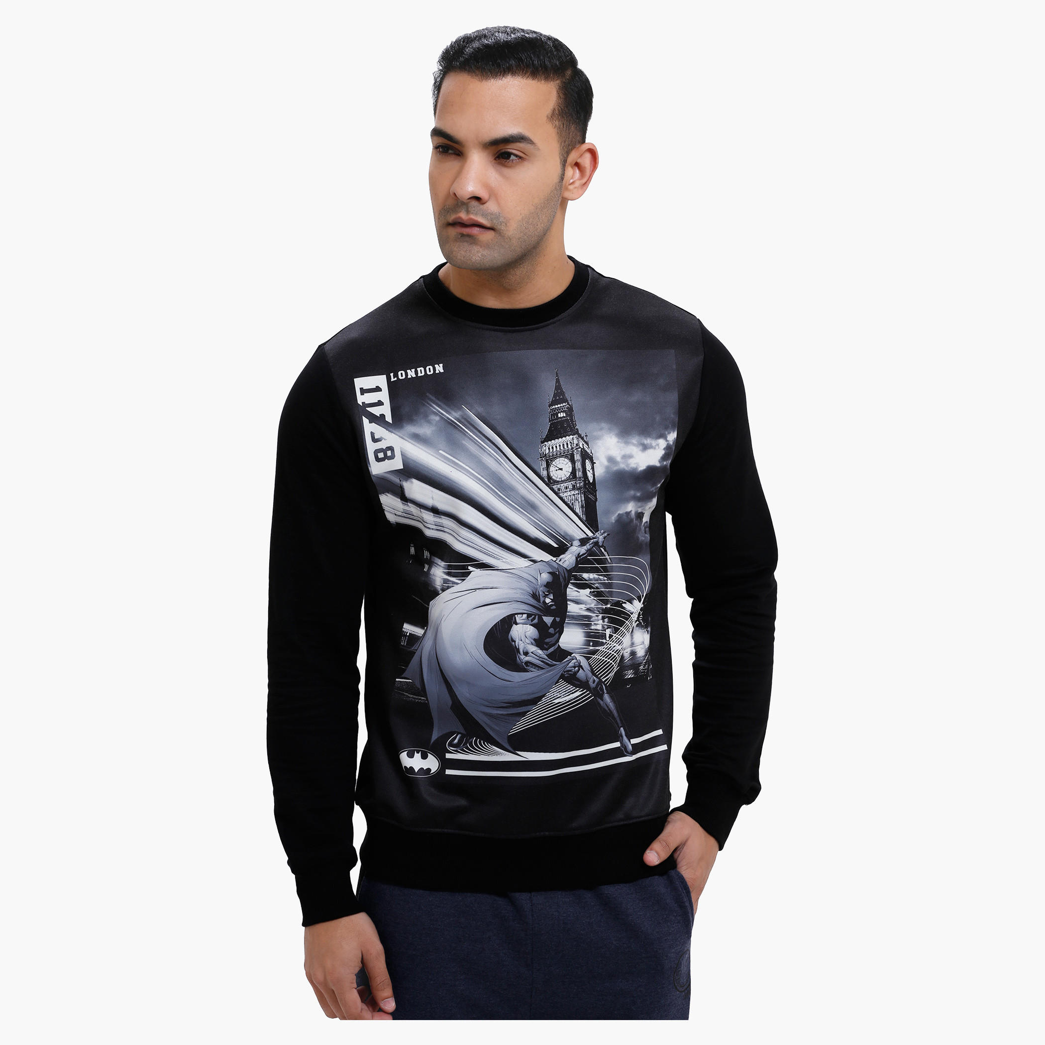 Graphic Print Sweatshirt with Long Sleeves-men-winterwear-hoodiesandsweatshirts-image-1