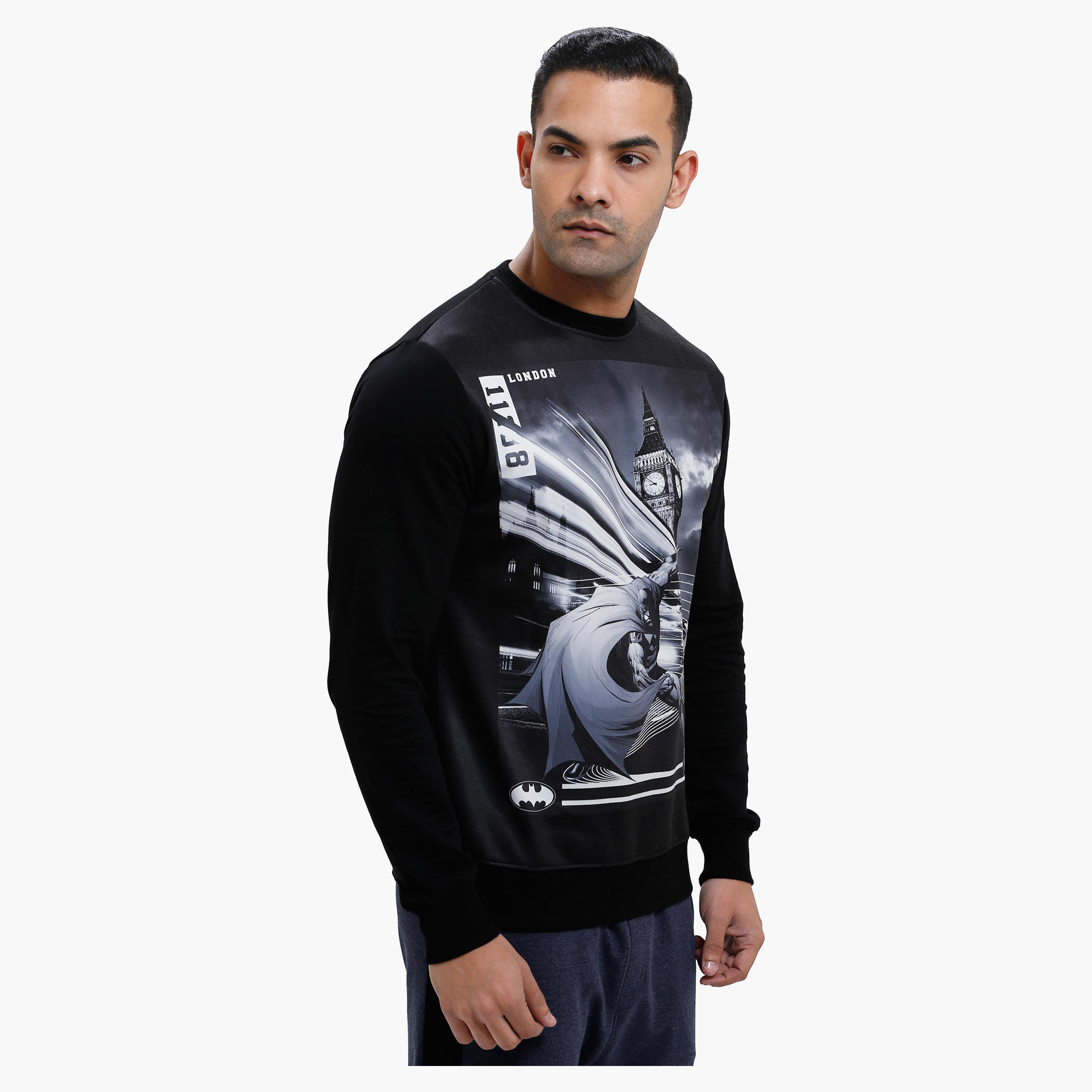Graphic Print Sweatshirt with Long Sleeves-men-winterwear-hoodiesandsweatshirts-image-3