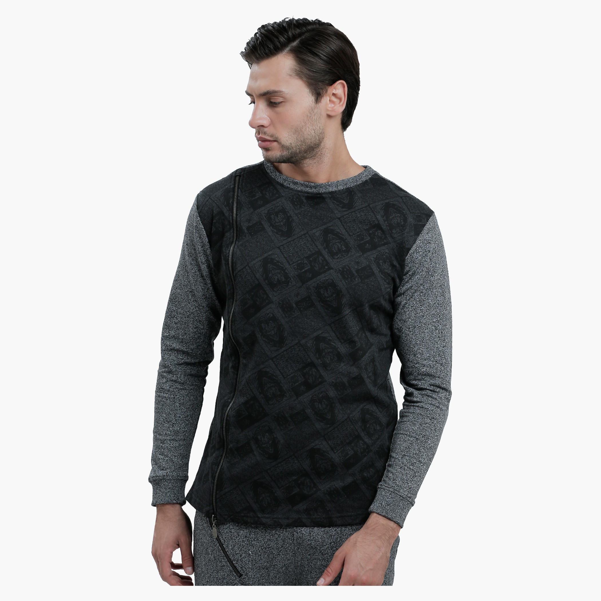 Printed Sweatshirt with Crew Neck and Long Sleeves-men-winterwear-hoodiesandsweatshirts-image-1