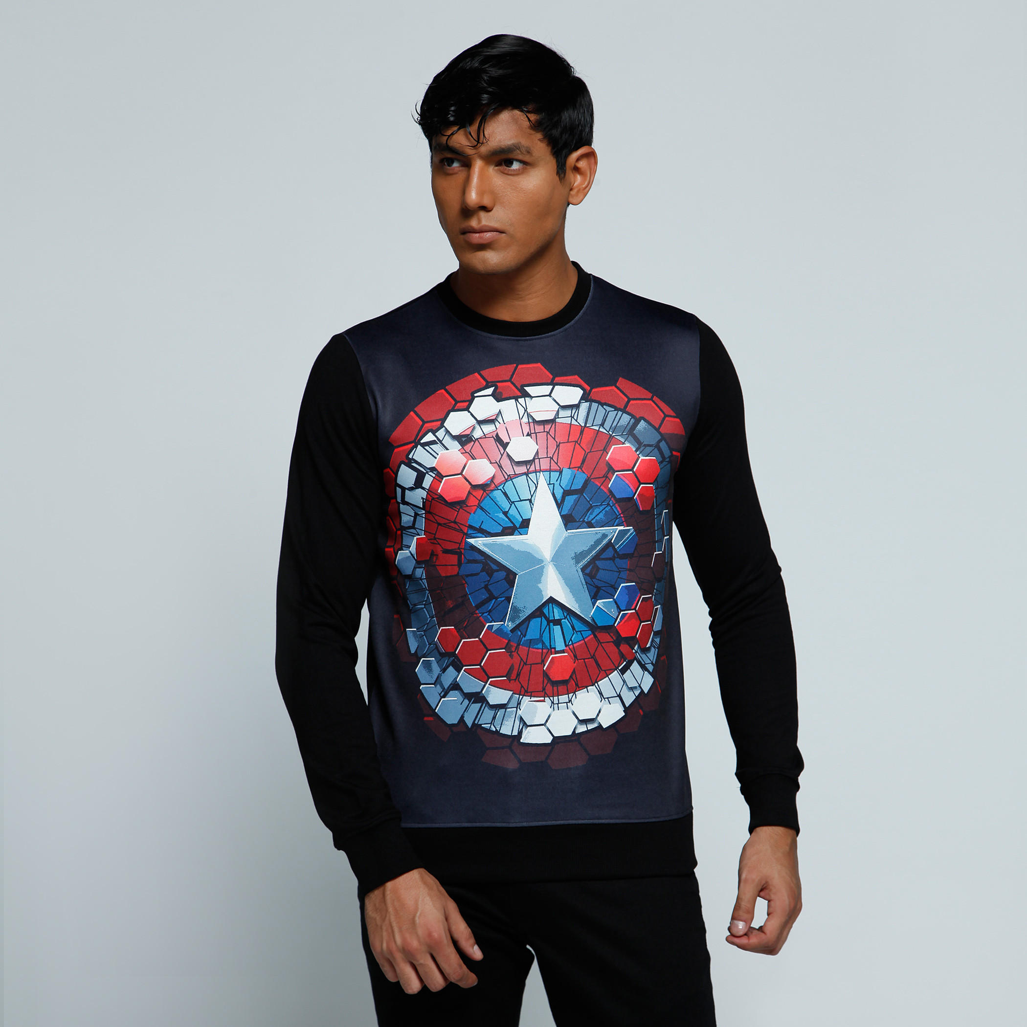 Printed T-Shirt with Long Sleeves and Crew Neck-men-winterwear-hoodiesandsweatshirts-image-1