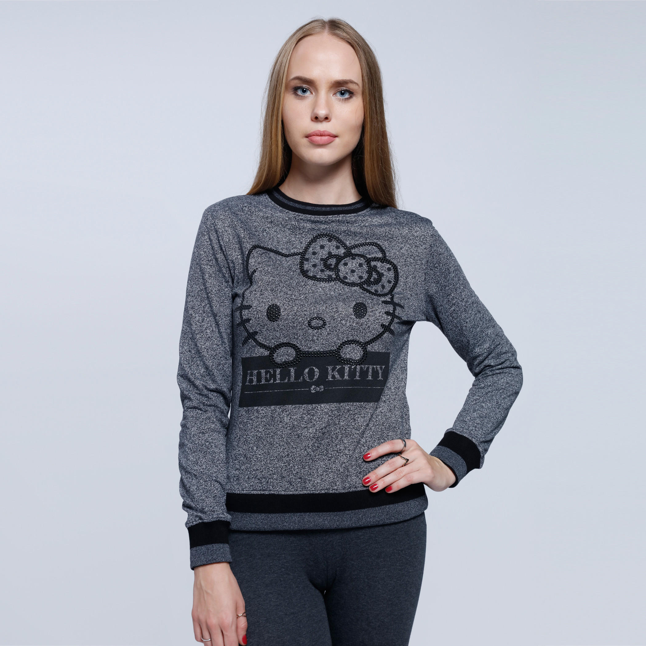 Printed Sweatshirt with Round Neck and Long Sleeves-women-winterwear-hoodiesandsweatshirts-sweatshirts-image-1