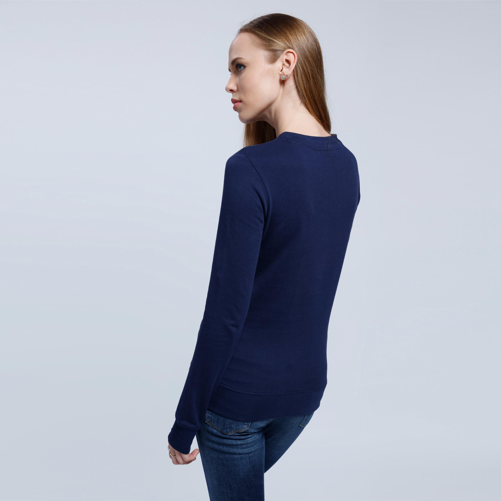 Printed Sweatshirt with Round Neck and Long Sleeves-women-winterwear-hoodiesandsweatshirts-sweatshirts-image-2