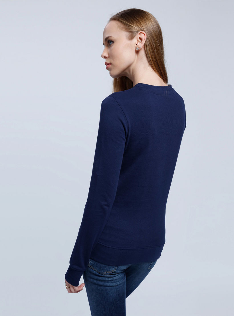 Printed Sweatshirt with Round Neck and Long Sleeves-women-winterwear-hoodiesandsweatshirts-sweatshirts-image-2