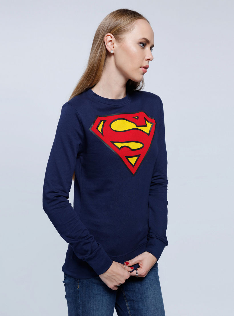 Printed Sweatshirt with Round Neck and Long Sleeves-women-winterwear-hoodiesandsweatshirts-sweatshirts-image-3