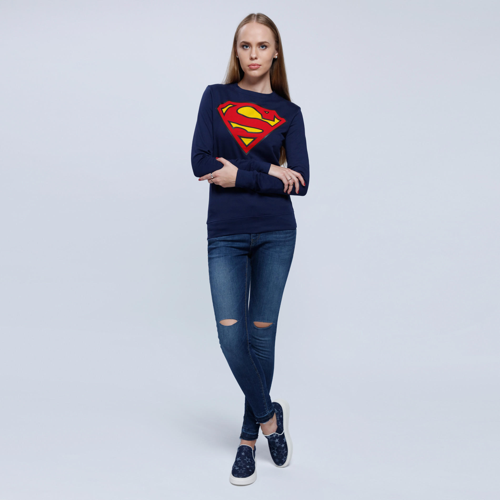 Printed Sweatshirt with Round Neck and Long Sleeves-women-winterwear-hoodiesandsweatshirts-sweatshirts-image-5
