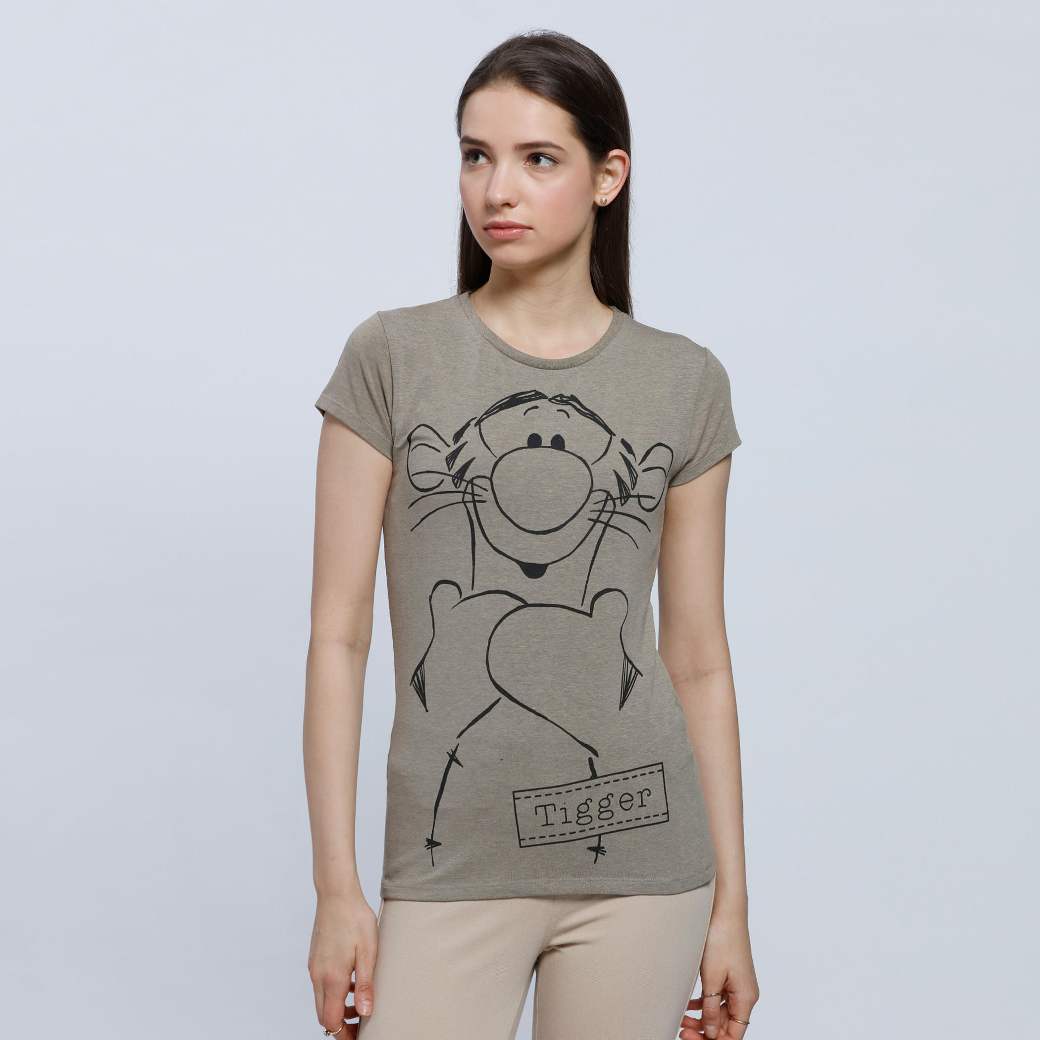 Tigger Printed T-Shirt with Round Neck and Short Sleeves-women-clothing-tshirts-image-1
