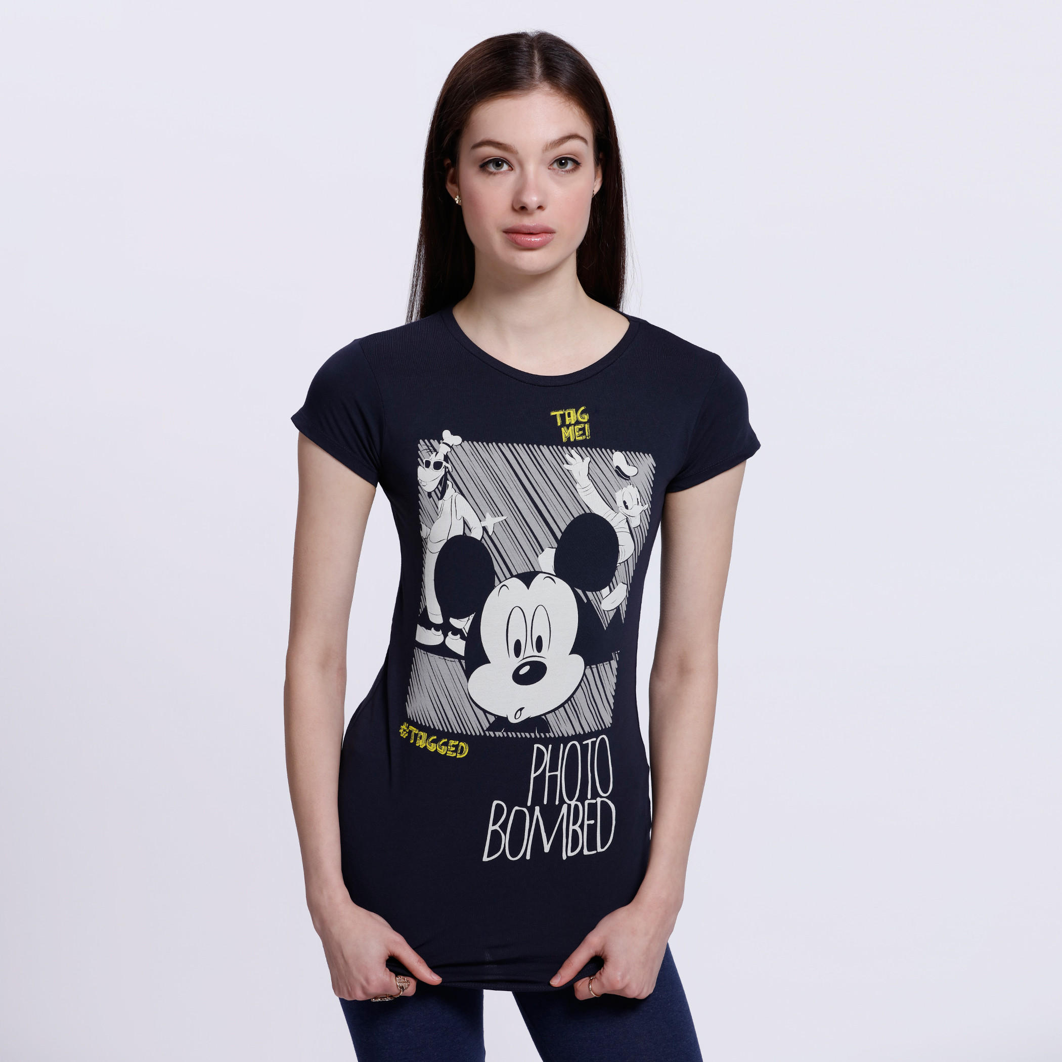 Mickey Mouse Printed T-Shirt with Short Sleeves-women-clothing-tshirts-image-1