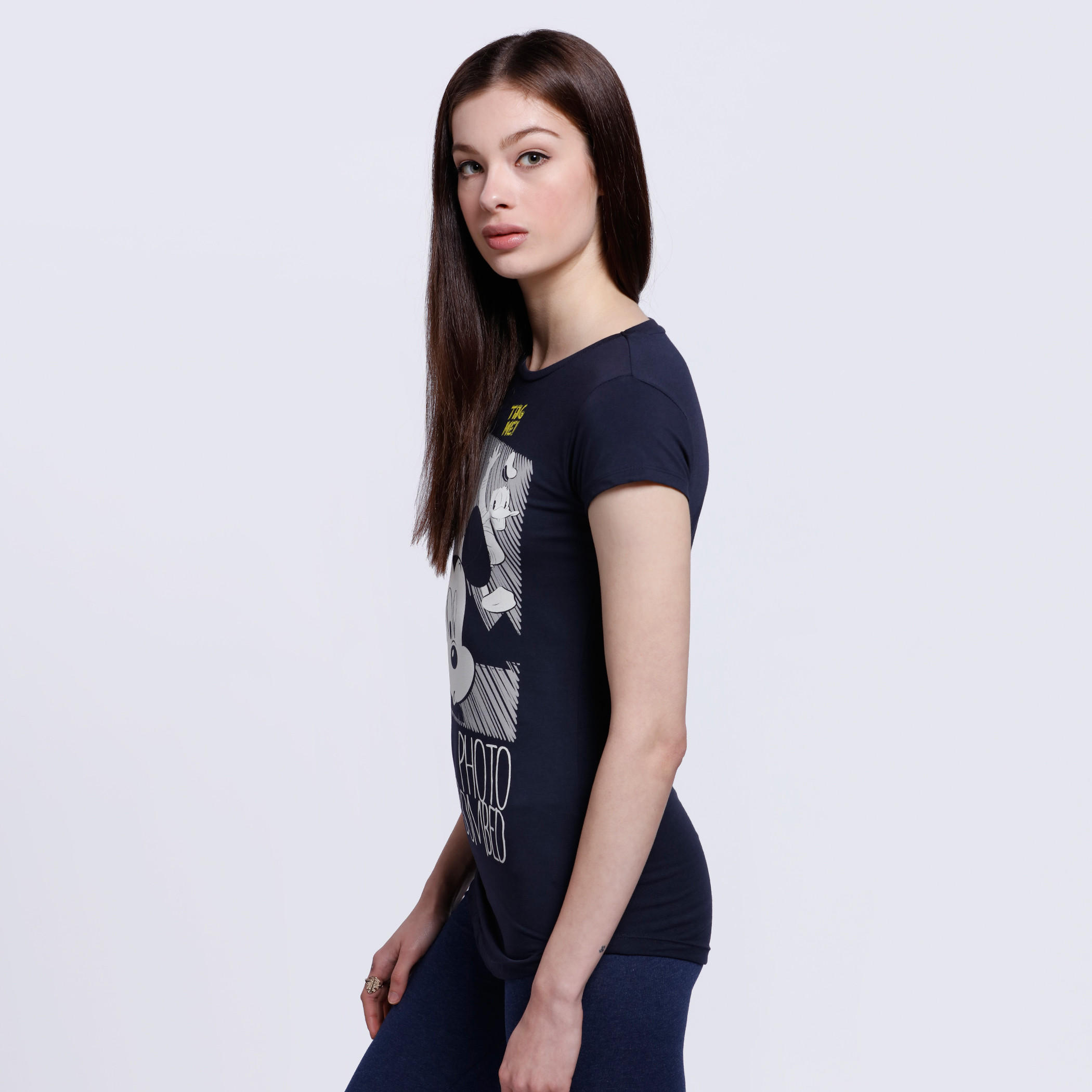 Mickey Mouse Printed T-Shirt with Short Sleeves-women-clothing-tshirts-image-3