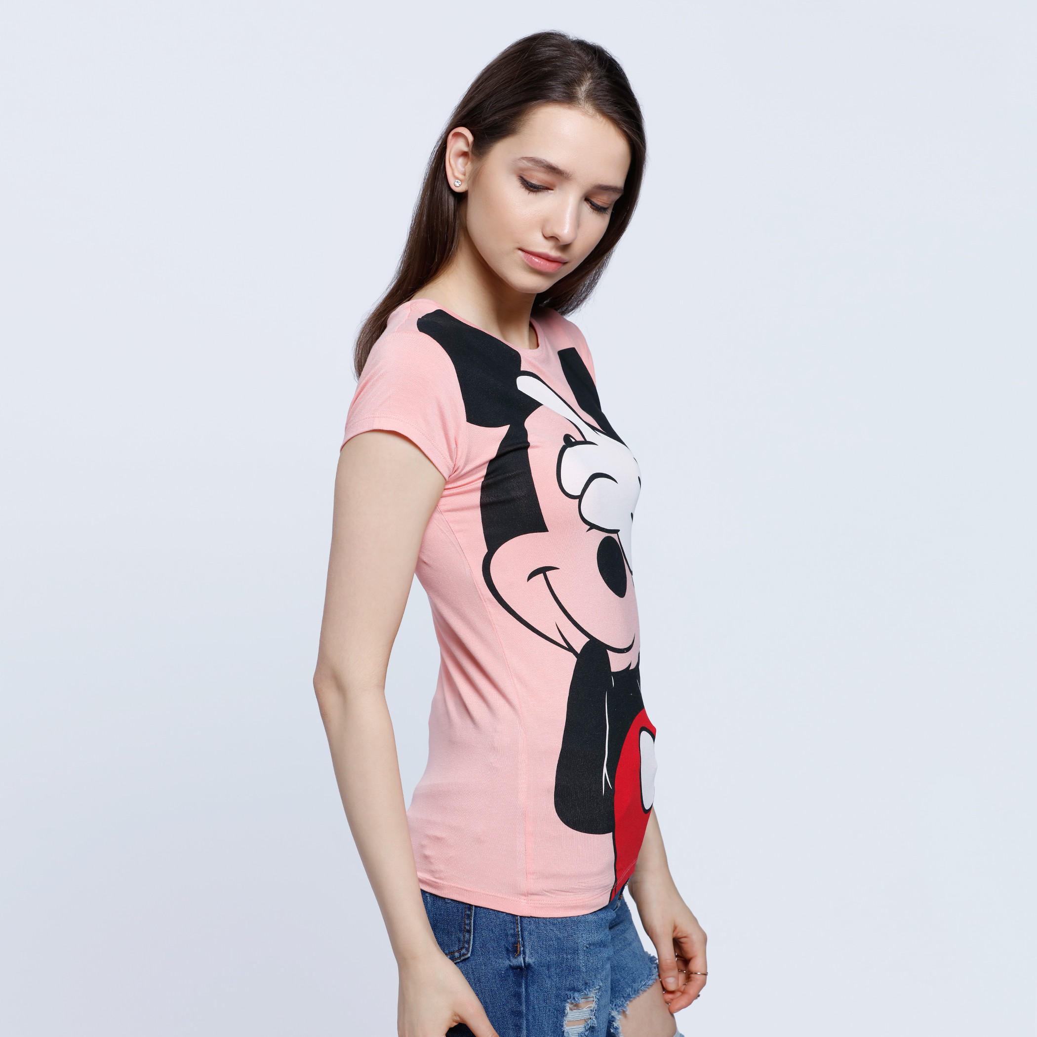Mickey Mouse Printed Round Neck T-Shirt-women-clothing-tshirts-image-3