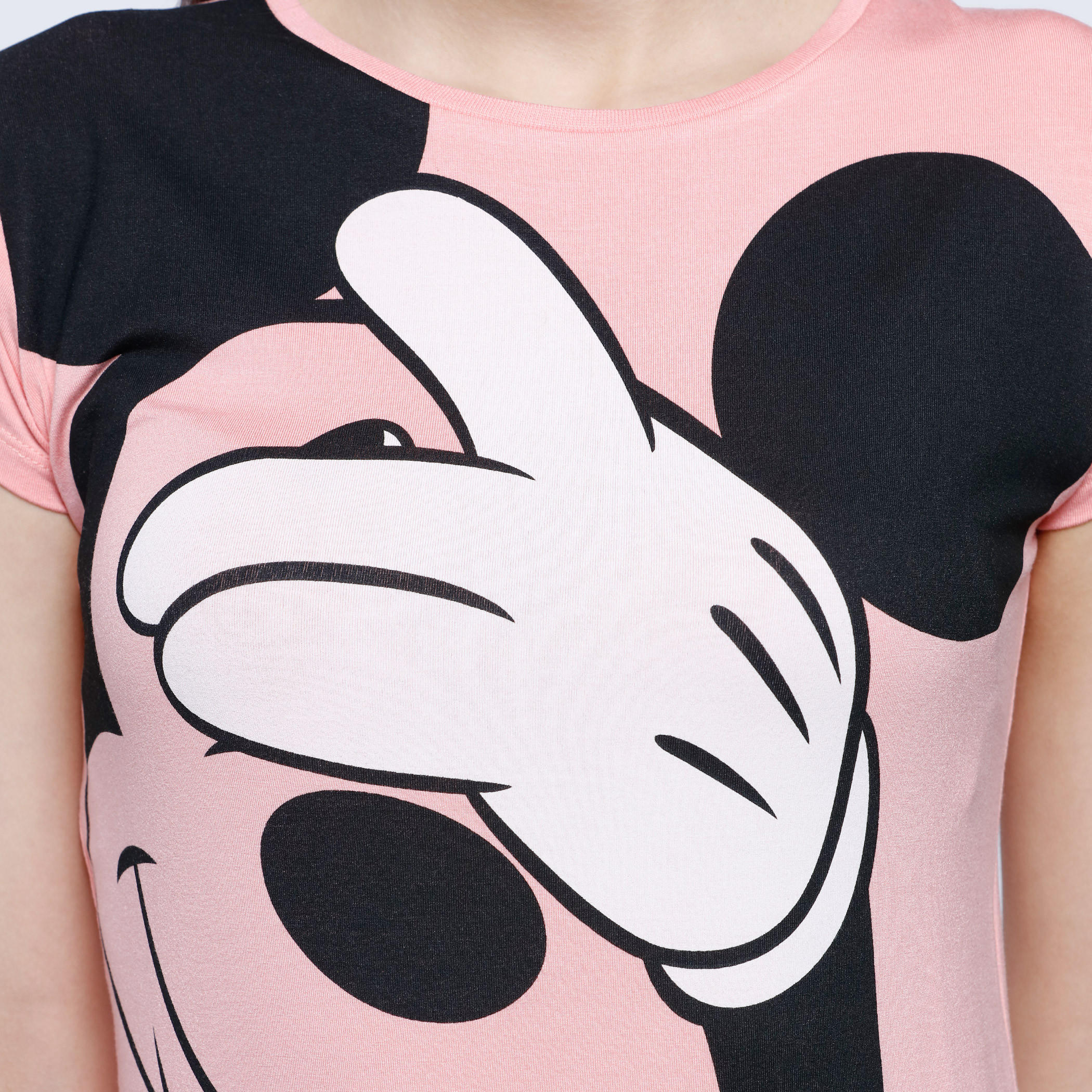 Mickey Mouse Printed Round Neck T-Shirt-women-clothing-tshirts-image-2