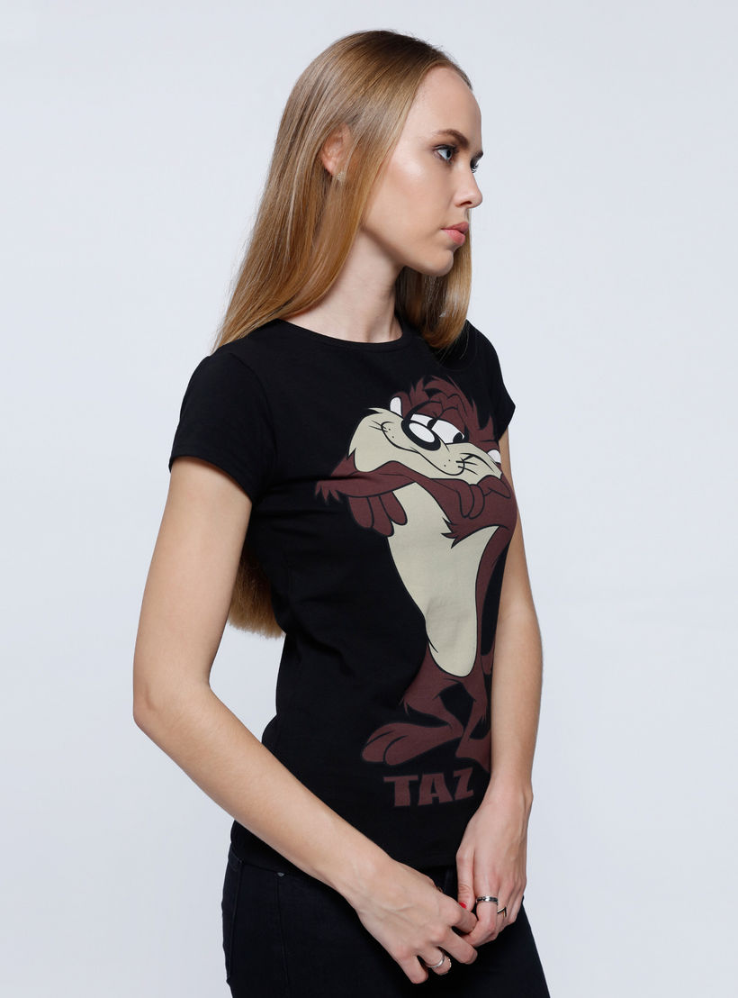Printed T-Shirt with Round Neck and Short Sleeves-women-clothing-tshirts-image-3