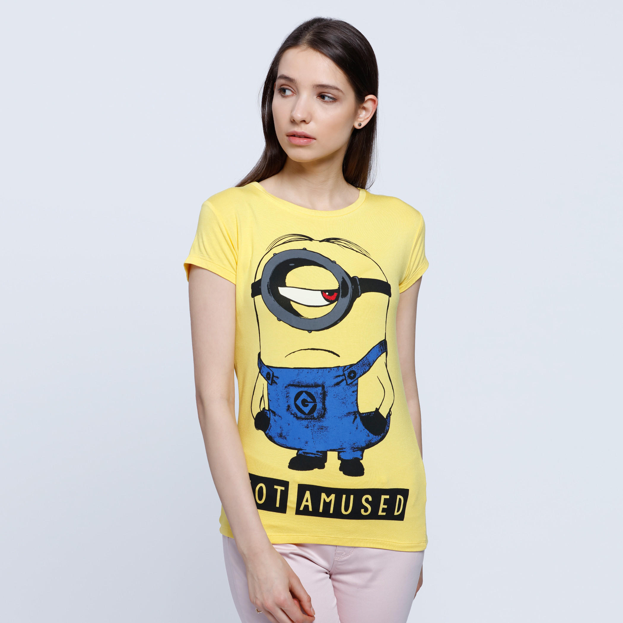 Minion Printed Round Neck T-Shirt-women-clothing-tshirts-image-1