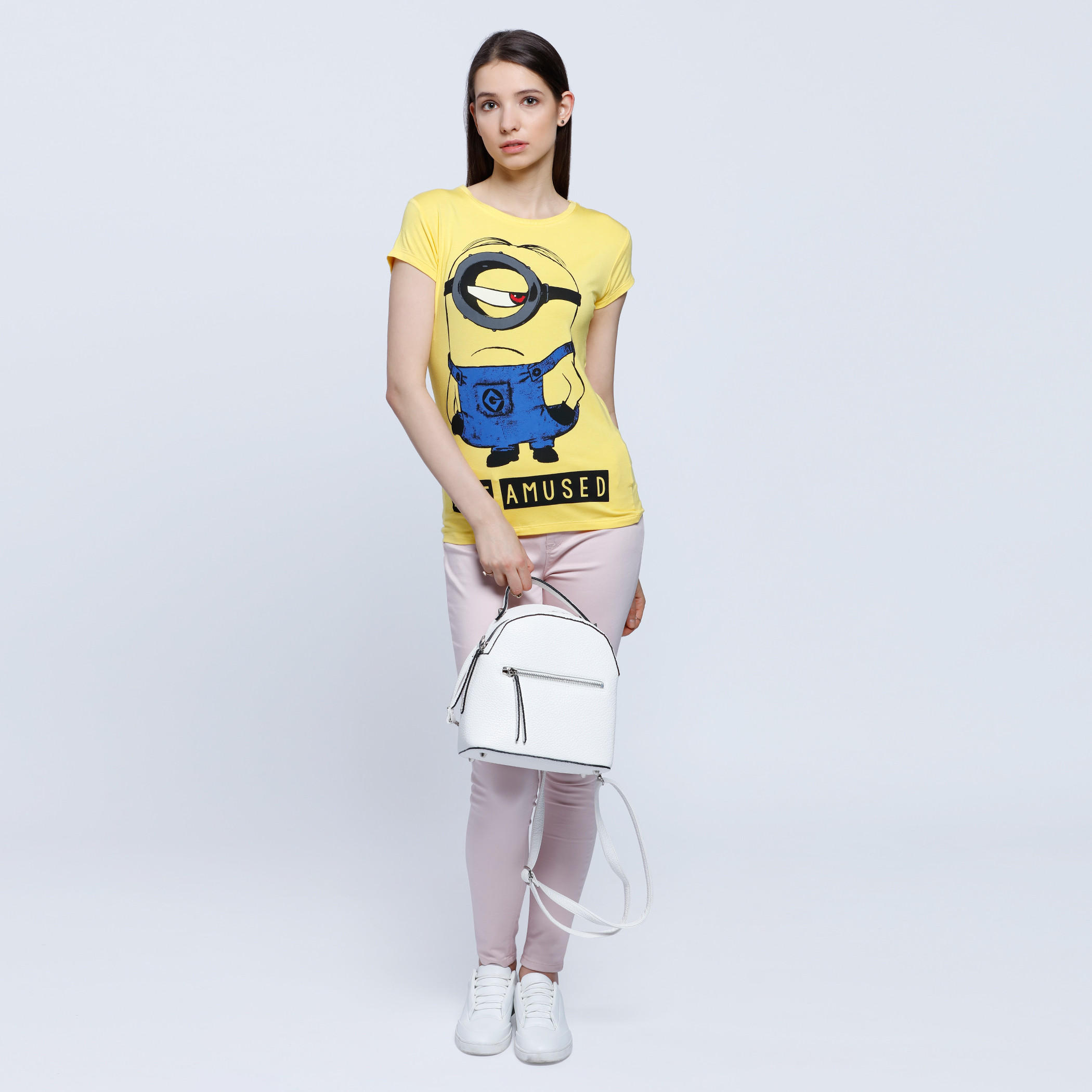 Minion Printed Round Neck T-Shirt-women-clothing-tshirts-image-5