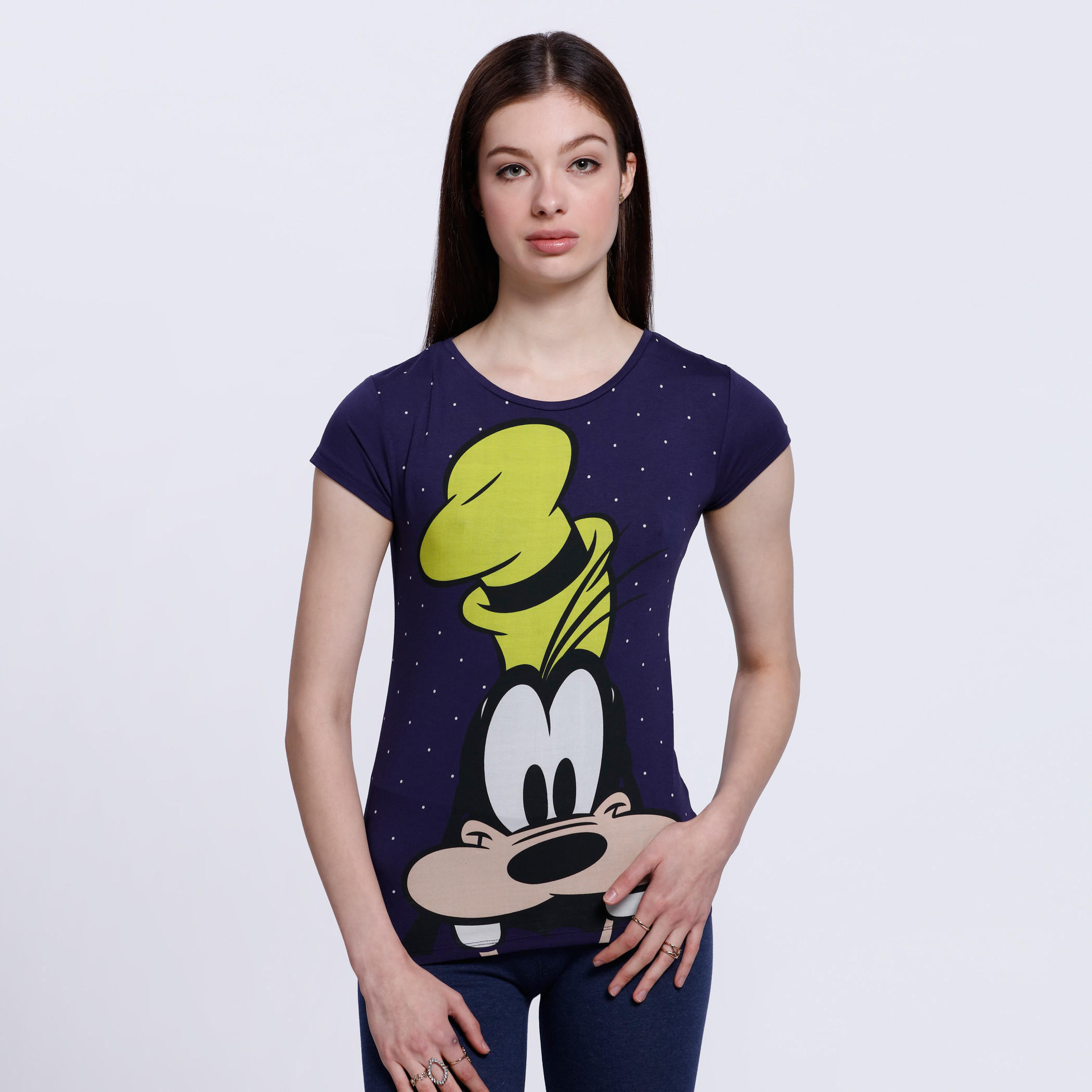Goofy Print T-Shirt with Short Sleeves-women-clothing-tshirts-image-1