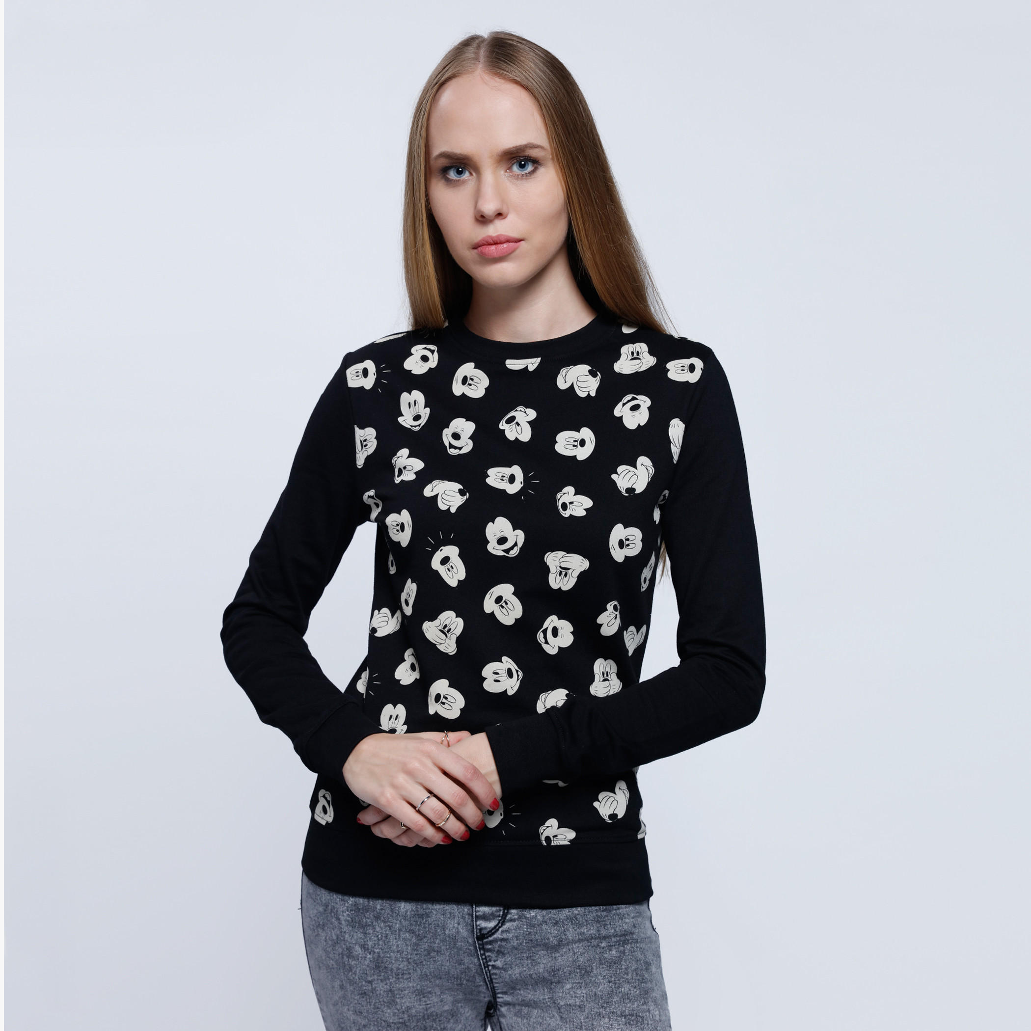 Printed Sweatshirt with Round Neck and Long Sleeves-women-winterwear-hoodiesandsweatshirts-sweatshirts-image-1