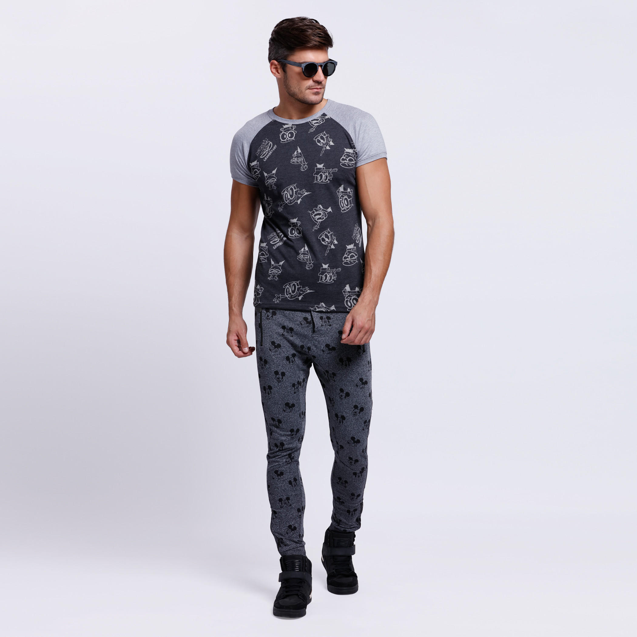Mickey Mouse Printed Full Length Joggers with Elasticised Waistband-men-clothing-bottoms-joggers-image-1