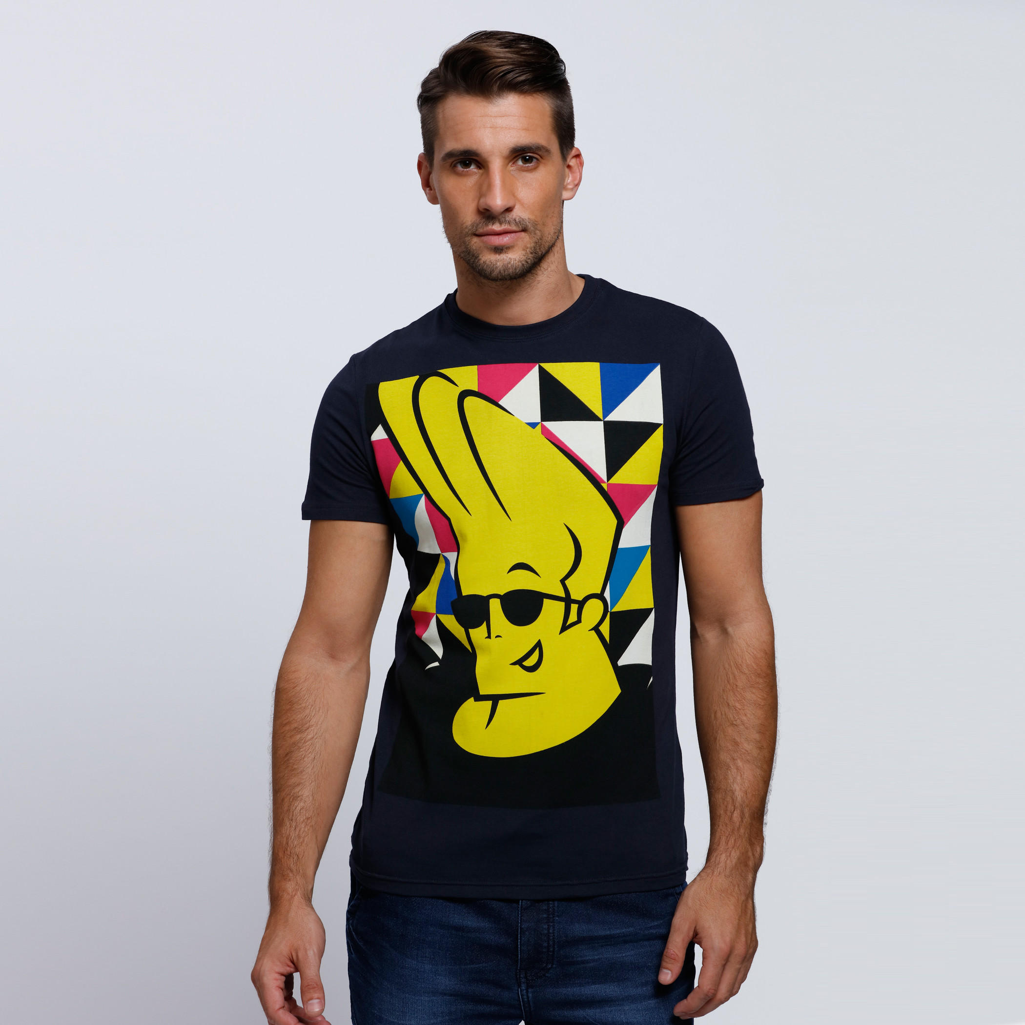 Jonny Bravo Printed Round Neck T-Shirt with Short Sleeves-men-clothing-tshirtsandpolos-tshirts-image-1