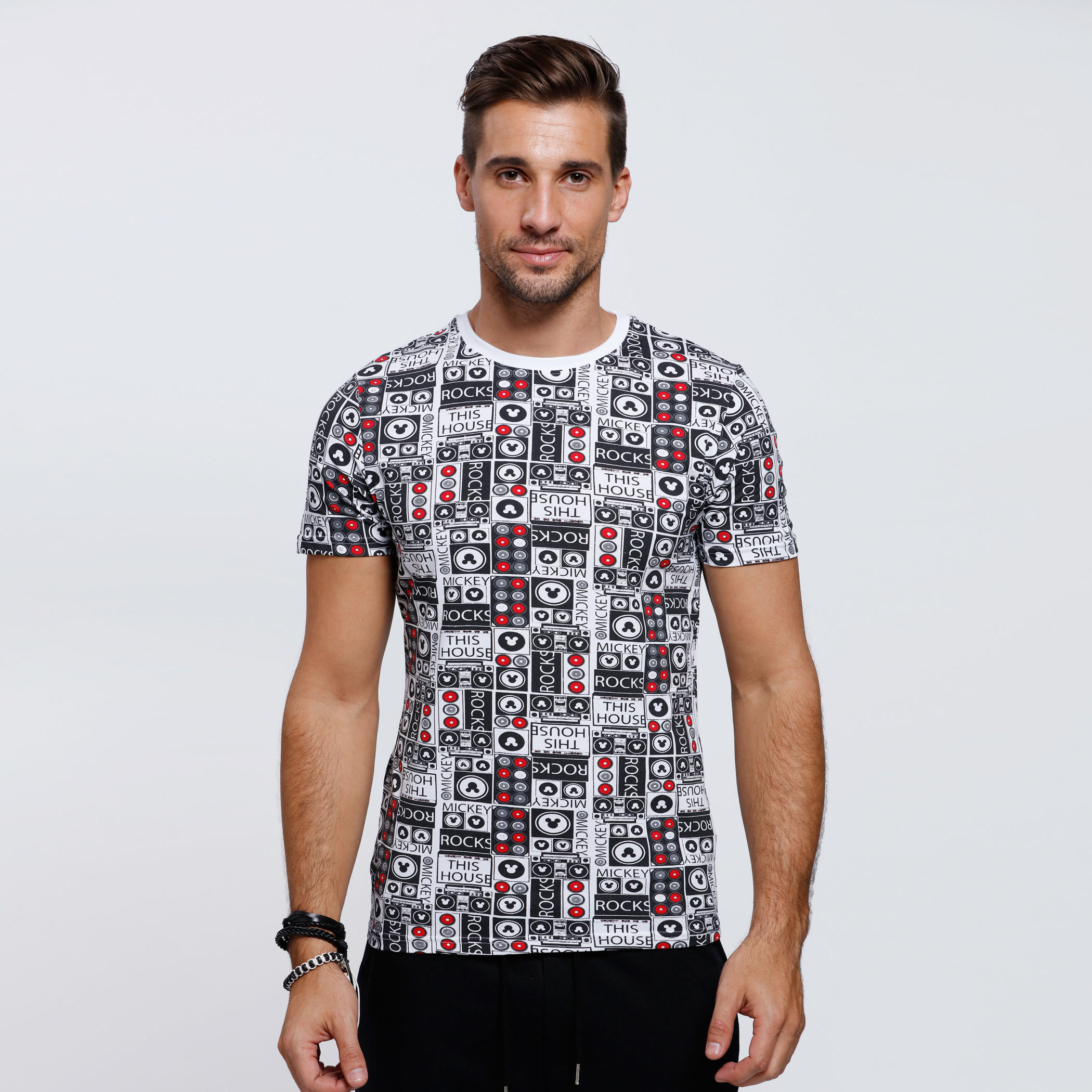 Mickey Mouse Printed Round Neck T-Shirt with Short Sleeves-men-clothing-tshirtsandpolos-tshirts-image-5