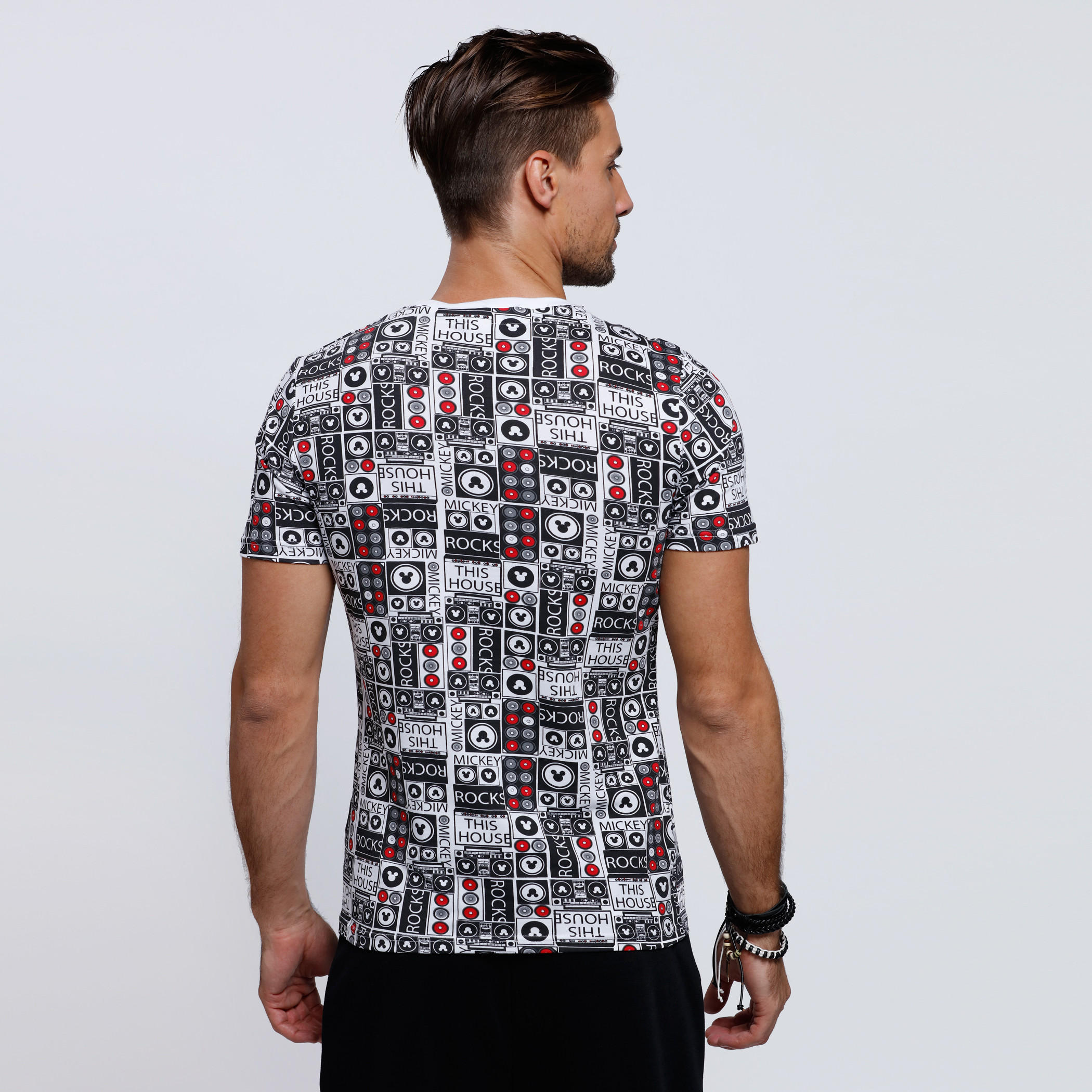 Mickey Mouse Printed Round Neck T-Shirt with Short Sleeves-men-clothing-tshirtsandpolos-tshirts-image-4