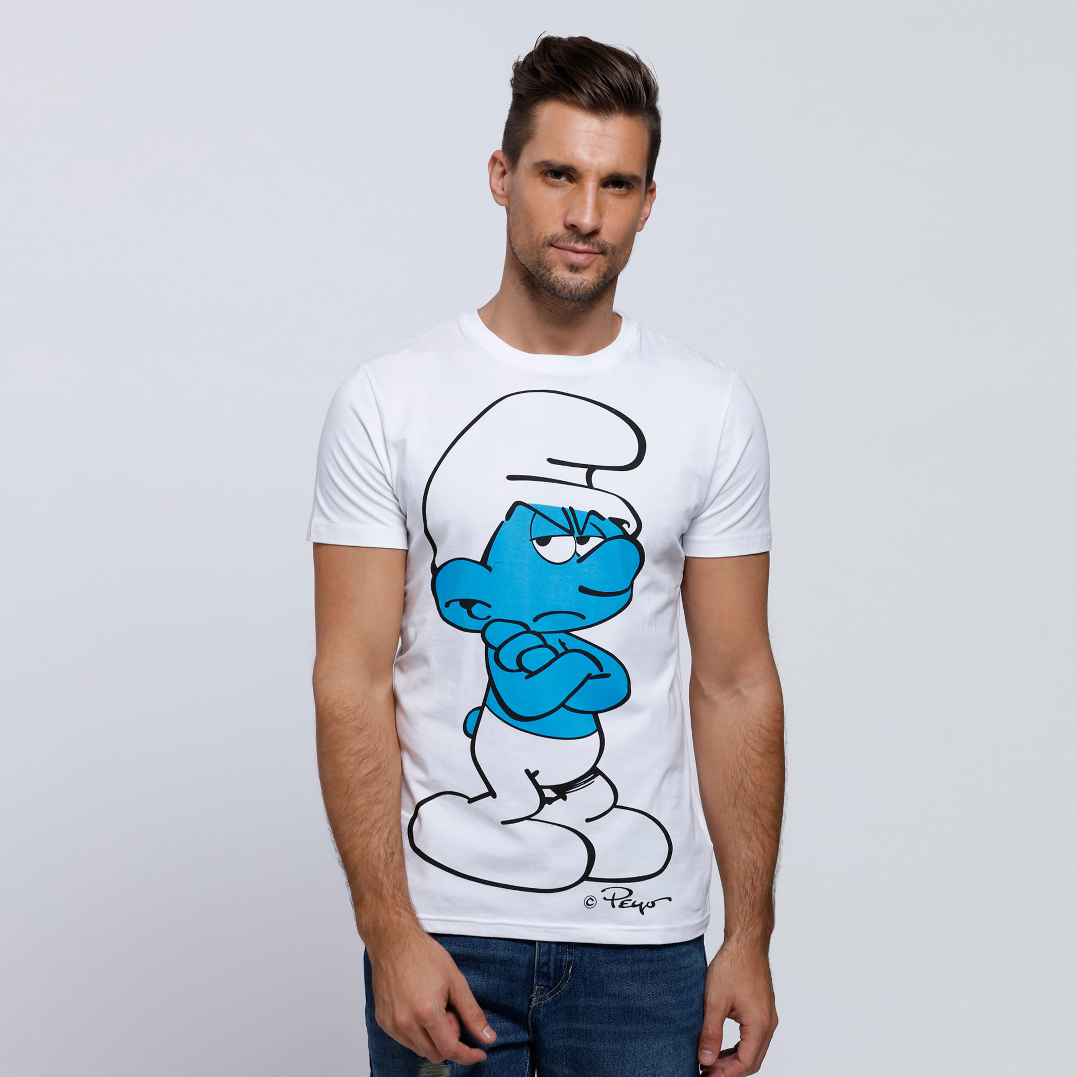 Smurfs Printed Short Sleeves T-Shirt with Crew Neck-men-clothing-tshirtsandpolos-tshirts-image-1