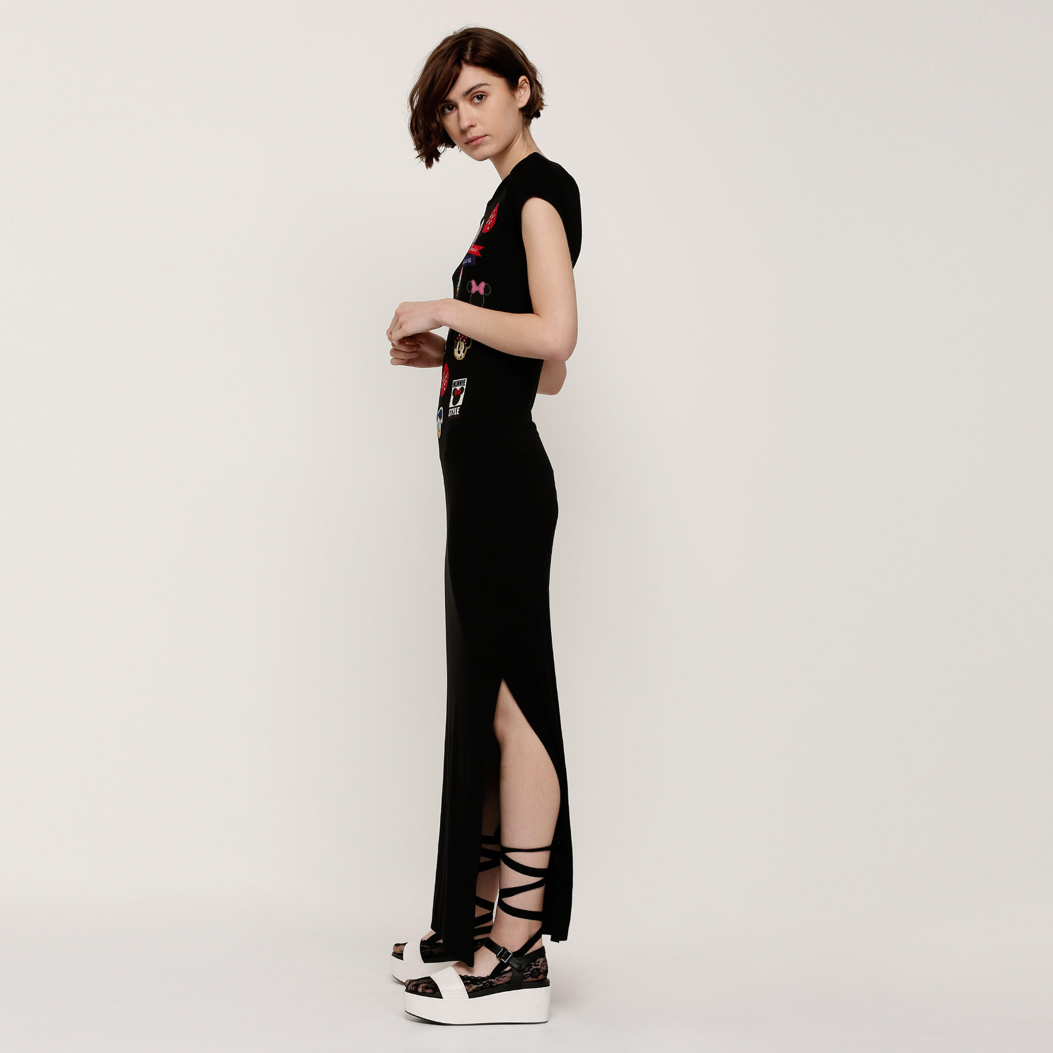 فستان طويل بياقة مستديرة وطبعات شخصيات ديزني-women-clothing-dresses-image-3