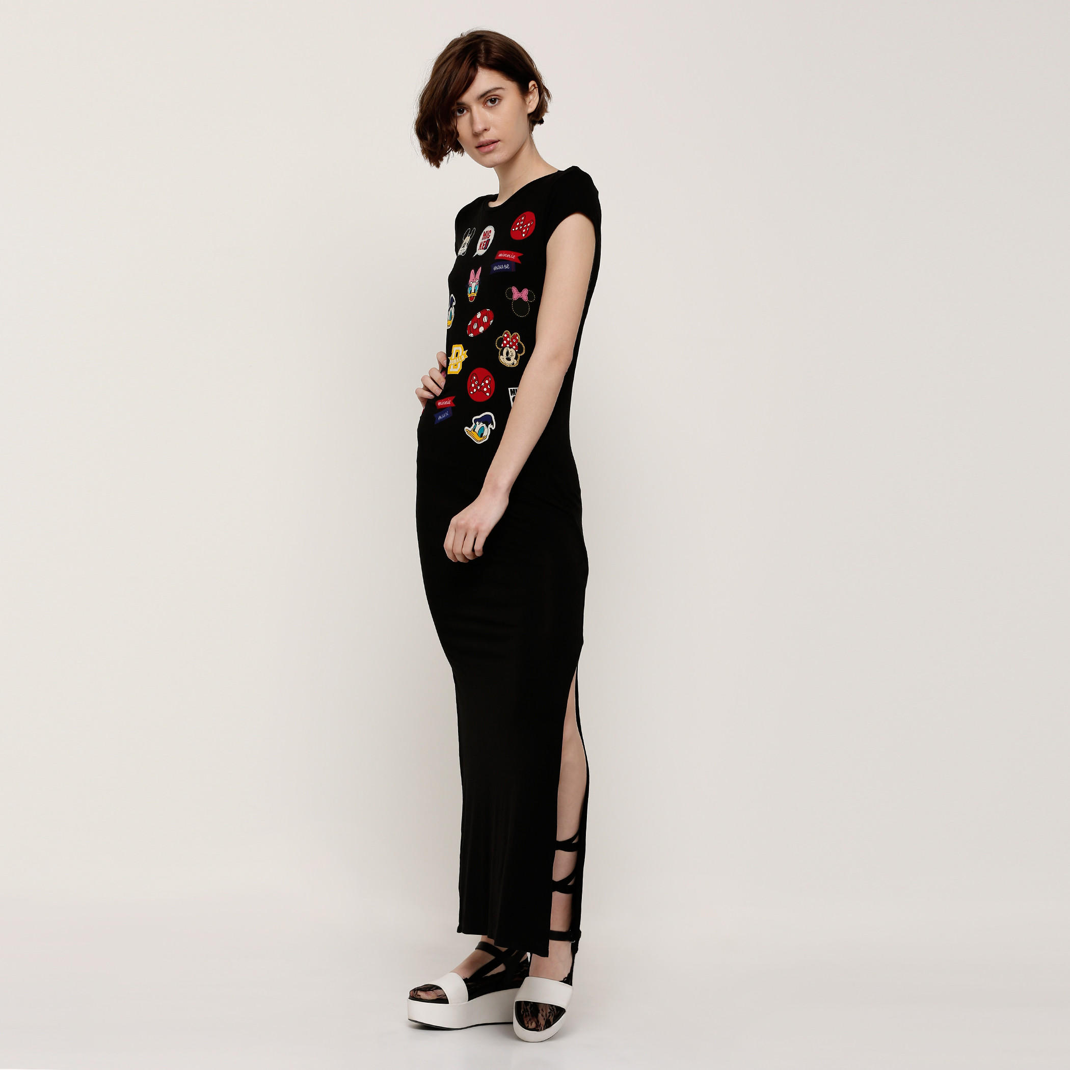 فستان طويل بياقة مستديرة وطبعات شخصيات ديزني-women-clothing-dresses-image-5