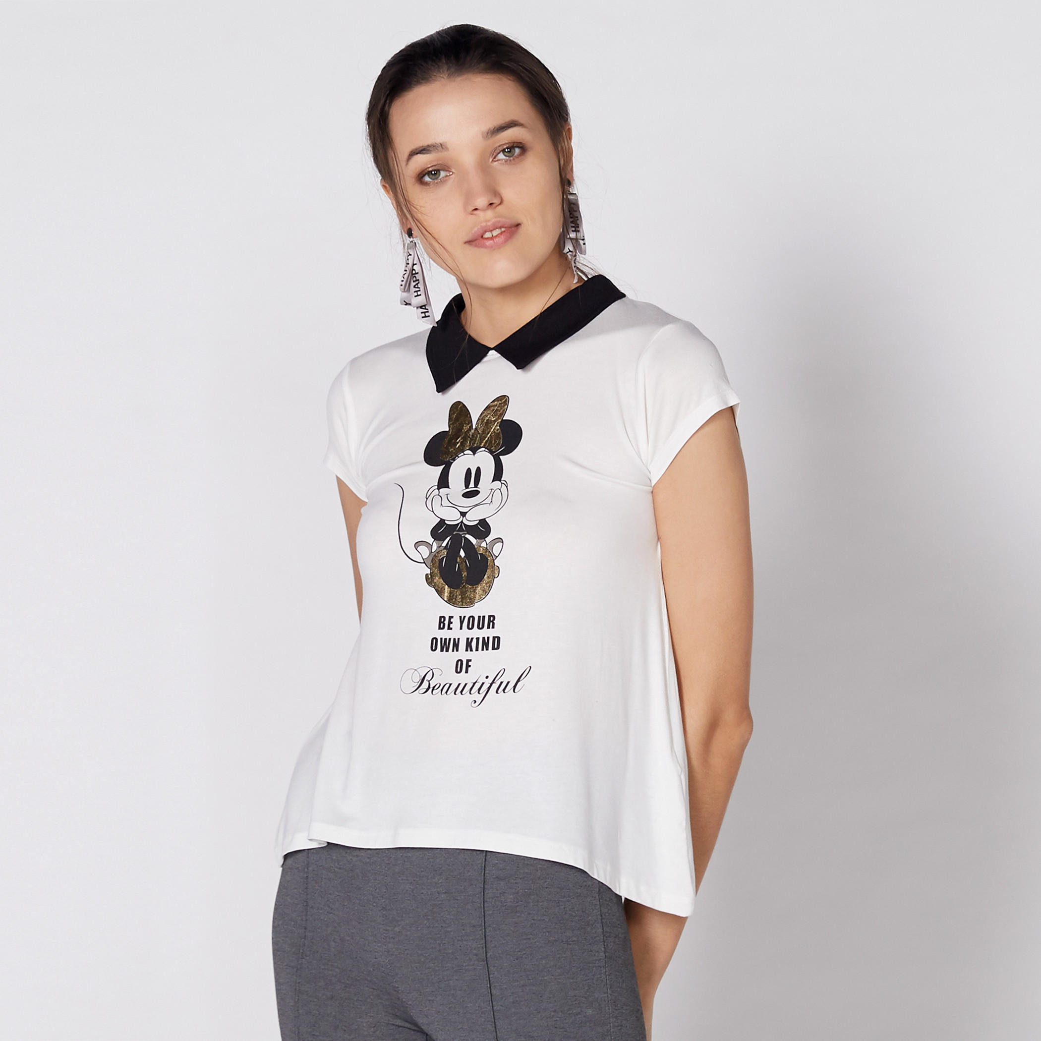 Minnie Mouse Printed T-Shirt with Cap Sleeves-women-clothing-tshirts-image-2