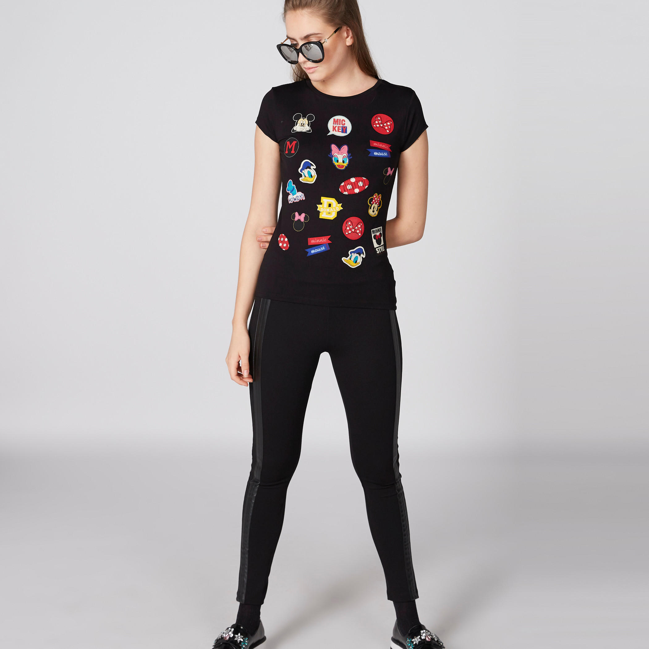 Mickey Mouse and Friends Printed T-Shirt with Cap Sleeves-women-clothing-tshirts-image-1