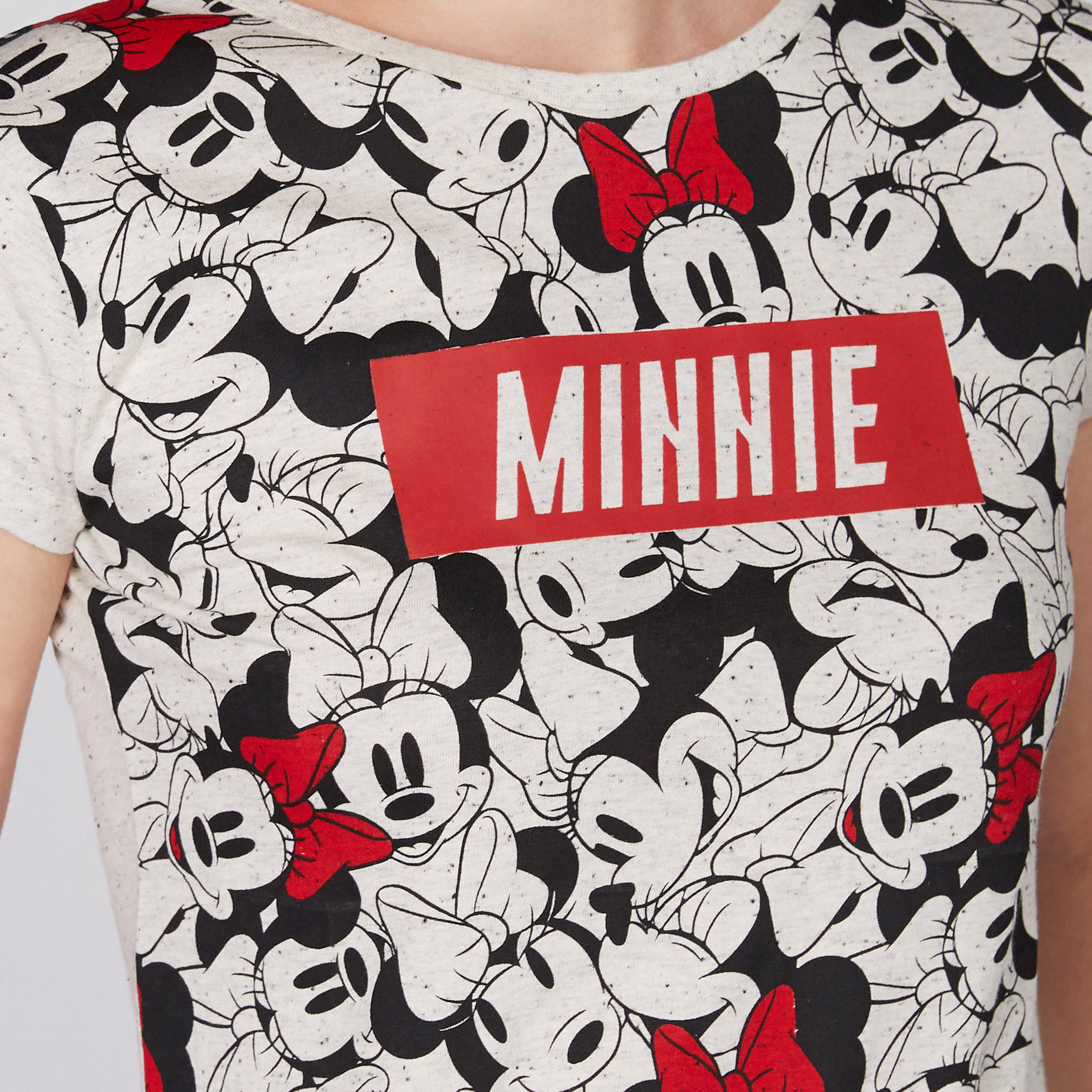 Minnie Mouse Printed T-Shirt with Round Neck and Cap Sleeves-women-clothing-tshirts-image-3