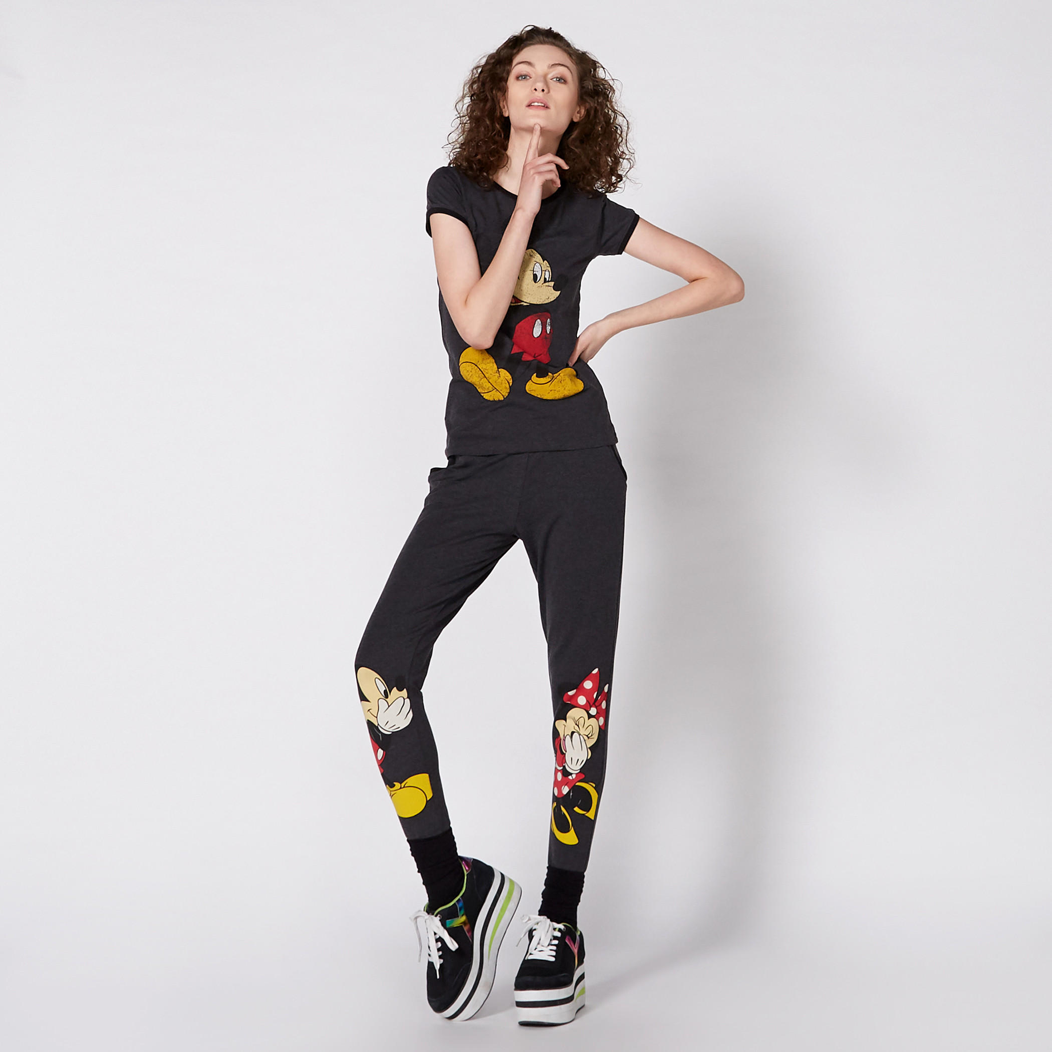 تيشيرت بأكمام كاب وياقة مستديرة بطبعات ميكي ماوس-women-clothing-tshirts-image-2