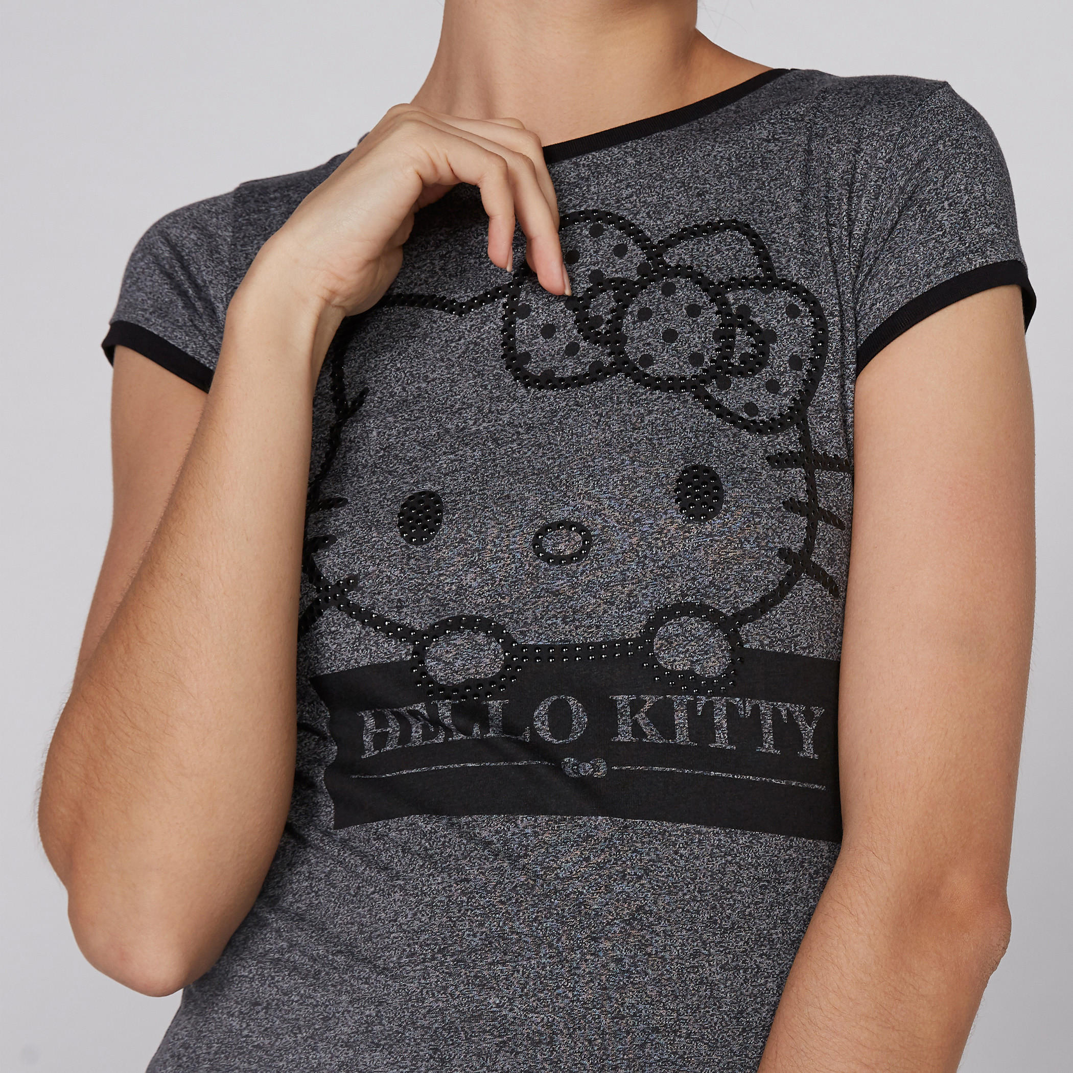 Hello Kitty Printed T-Shirt with Round Neck and Cap Sleeves-women-clothing-tshirts-image-2