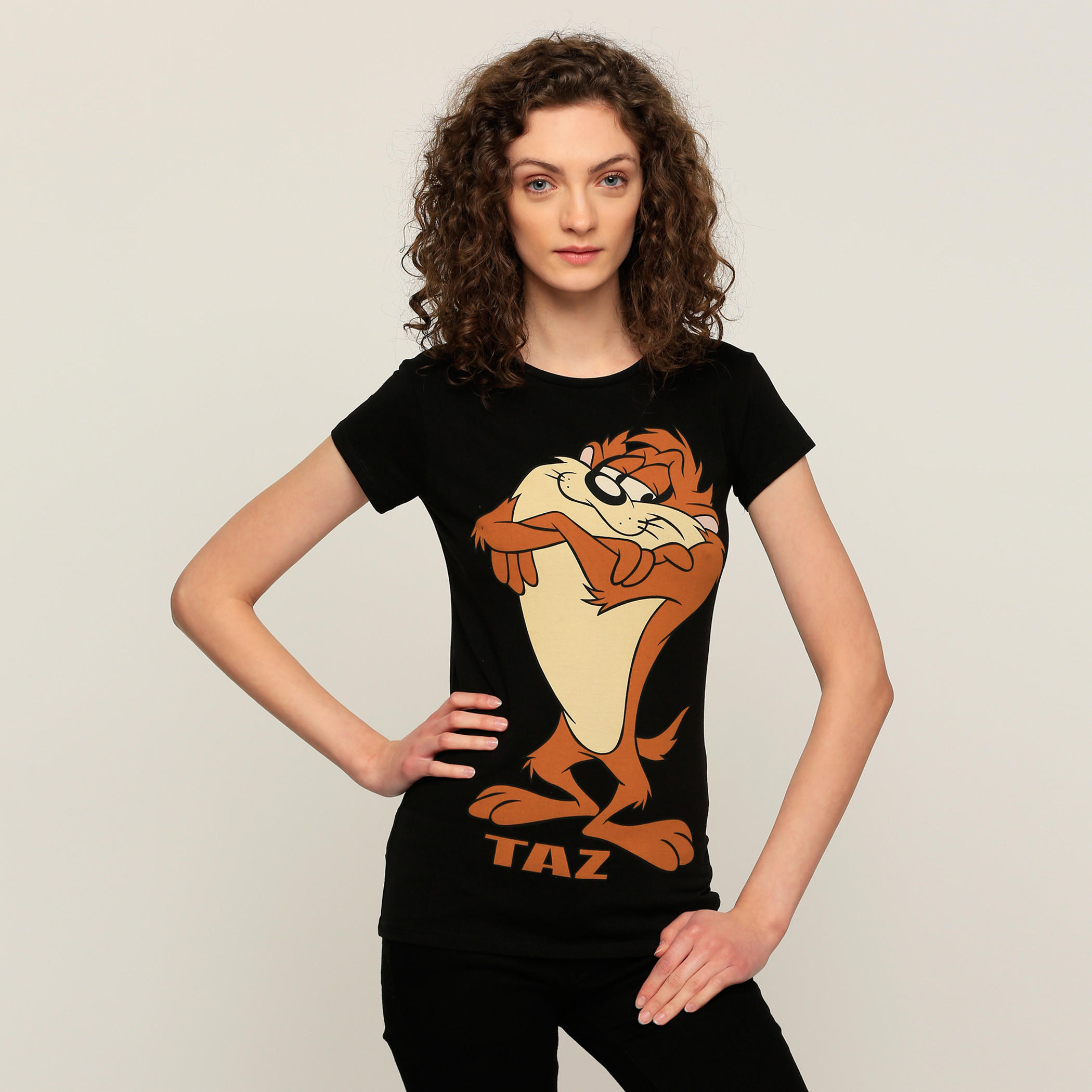 Tasmanian Devil Printed Round Neck T-Shirt with Short Sleeves-women-clothing-tshirts-image-1
