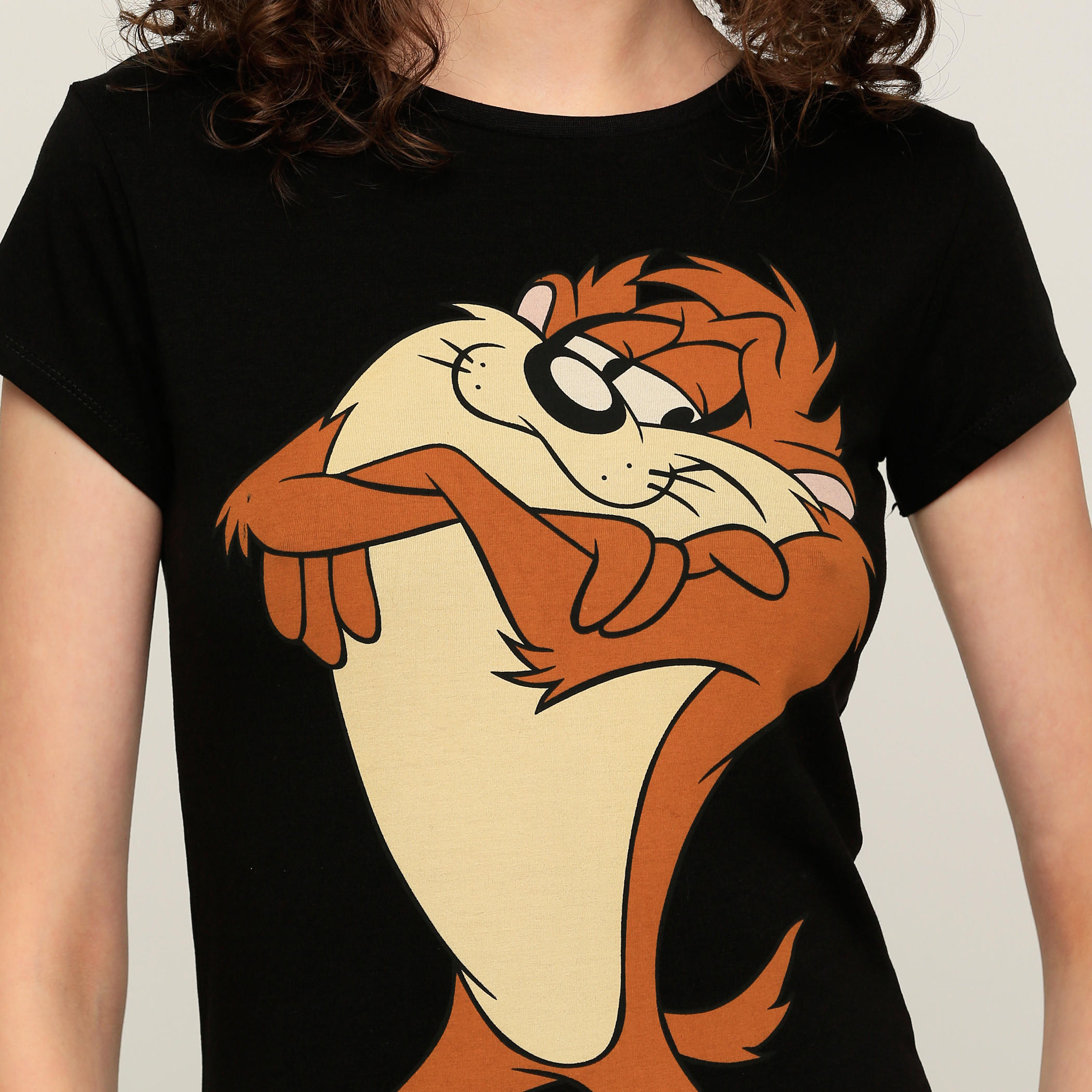 Tasmanian Devil Printed Round Neck T-Shirt with Short Sleeves-women-clothing-tshirts-image-4