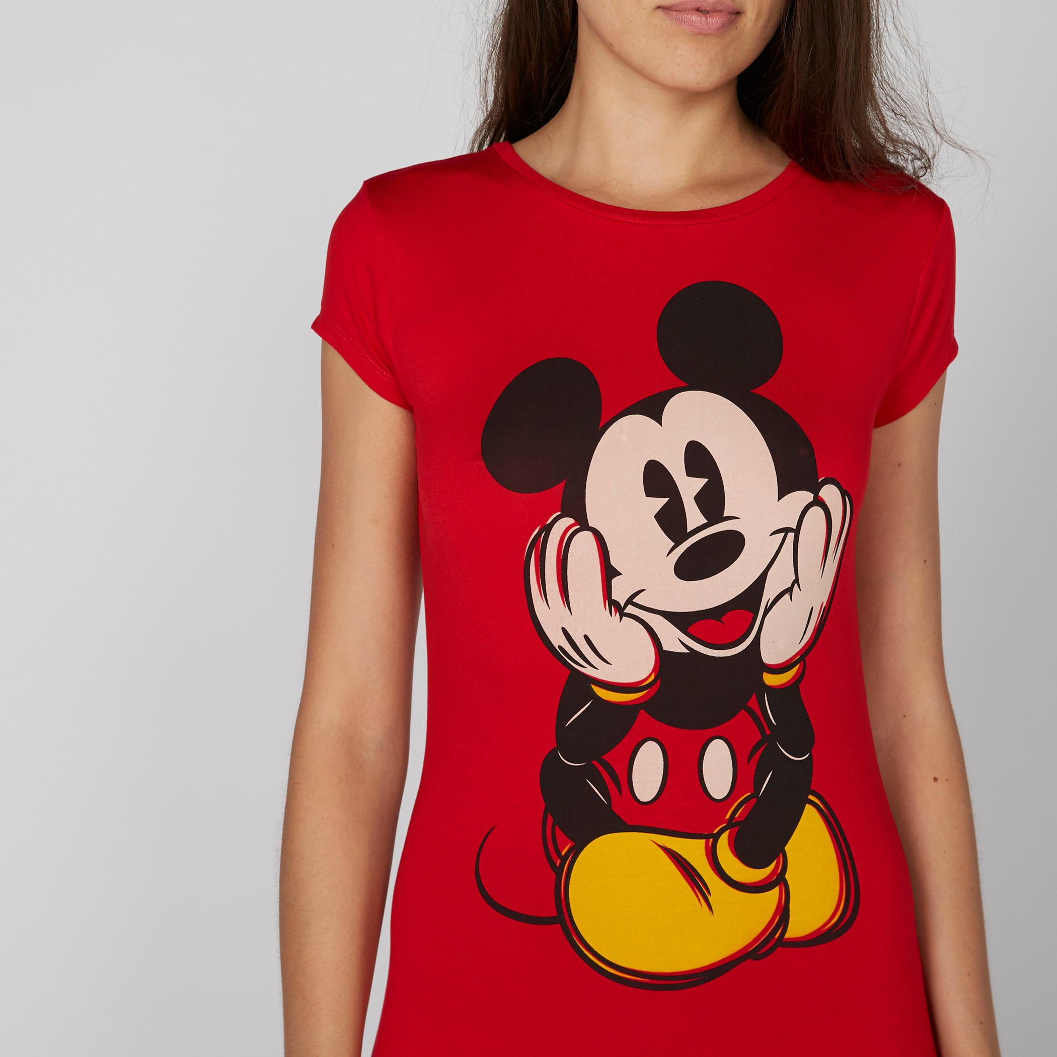 فستان طويل بياقة مستديرة وأكمام كاب وطبعات ميكي ماوس-women-clothing-dresses-image-2