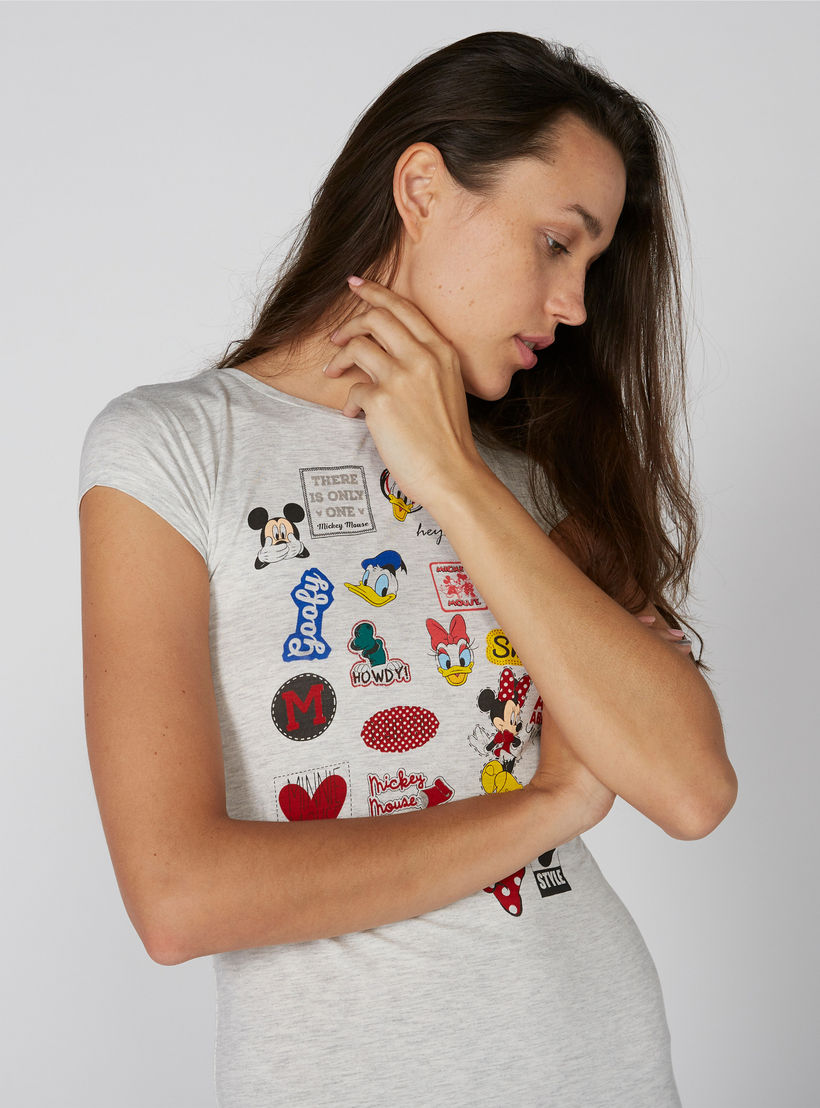 فستان طويل بياقة مستديرة وطبعات ميكي ماوس والأصدقاء-women-clothing-dresses-image-2