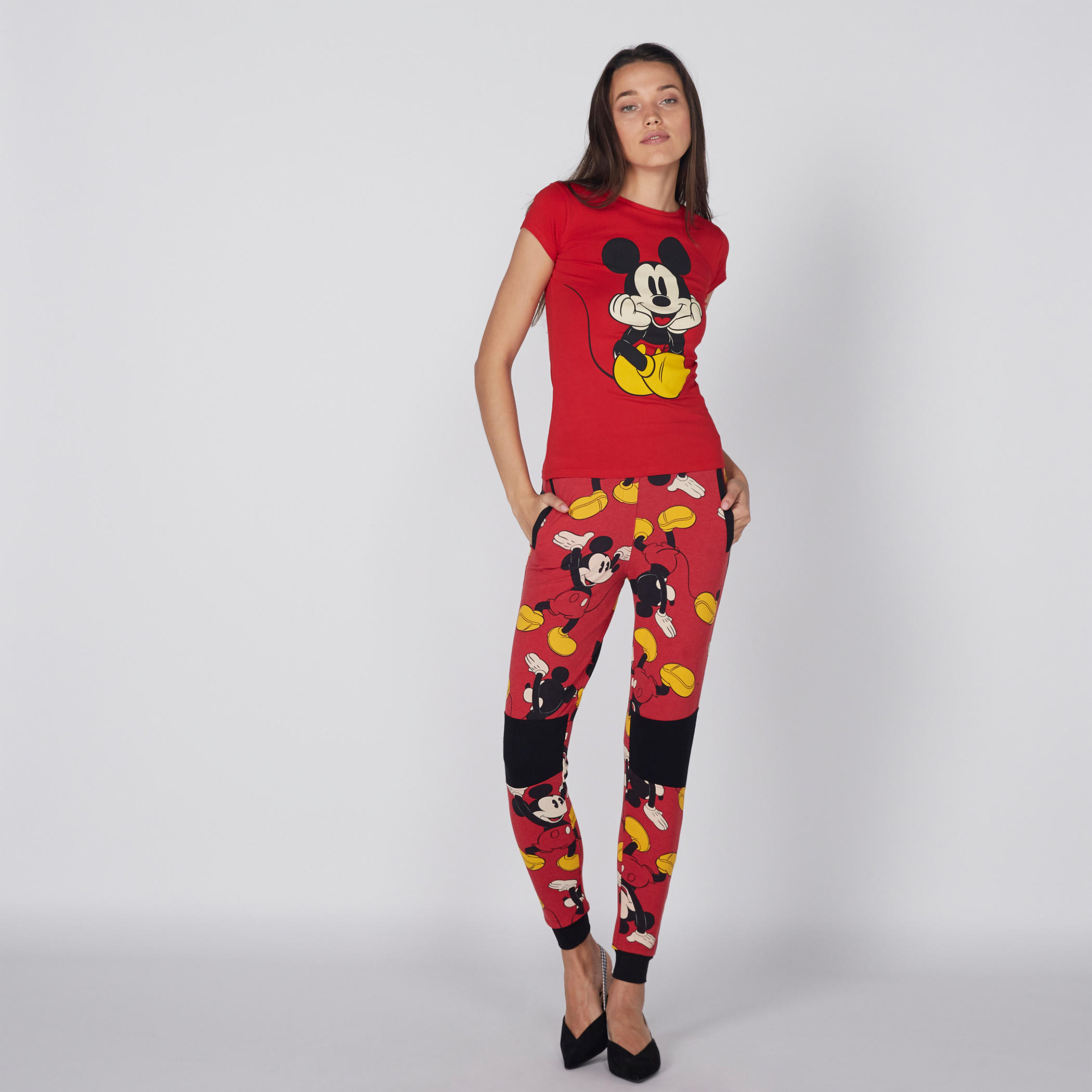 بنطال رياضي طويل بخصر مطّاطي وطبعات ميكي ماوس-women-clothing-bottoms-joggers-image-2