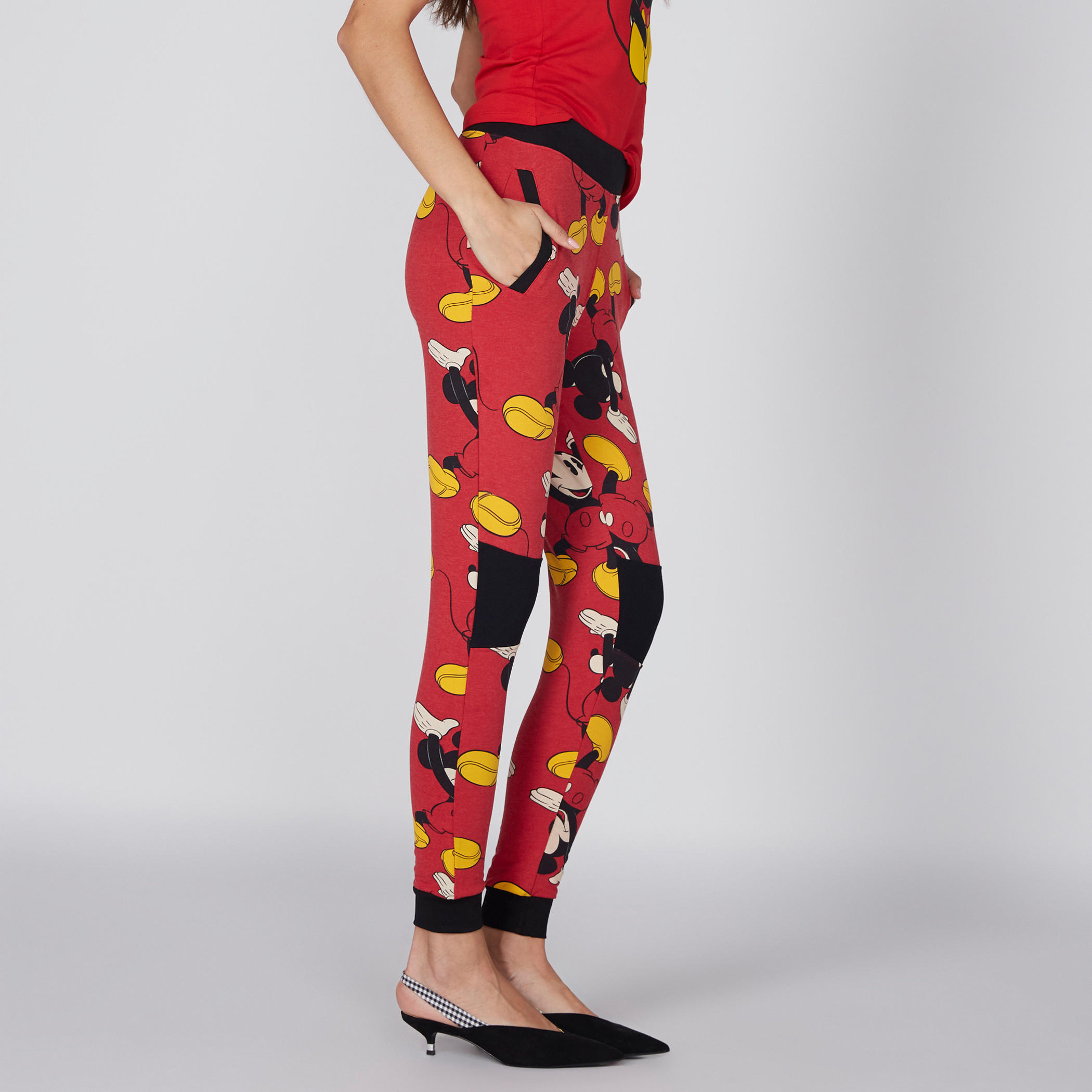 بنطال رياضي طويل بخصر مطّاطي وطبعات ميكي ماوس-women-clothing-bottoms-joggers-image-3
