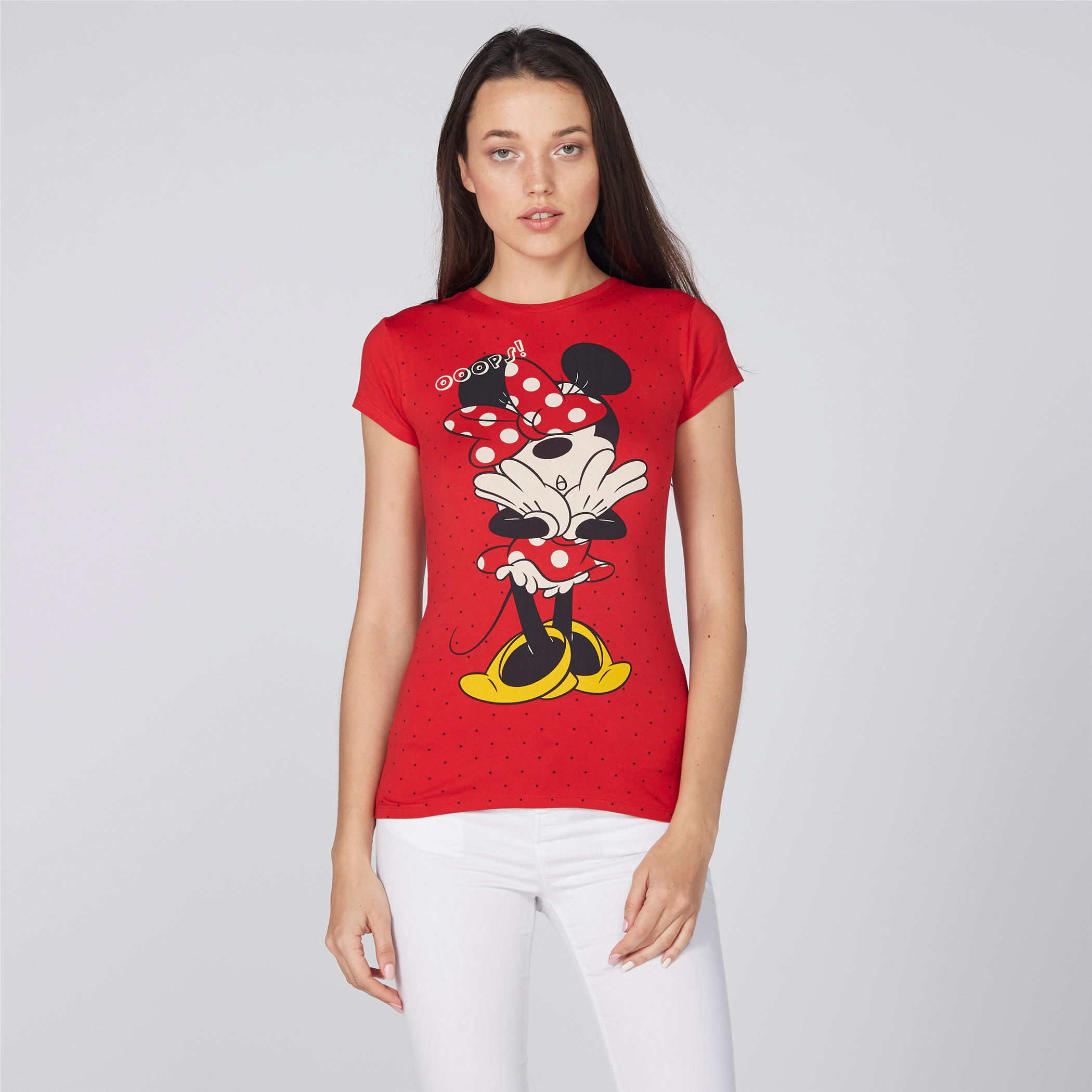 Minnie Mouse Print T-Shirt with Cap Sleeves-women-clothing-tshirts-image-1
