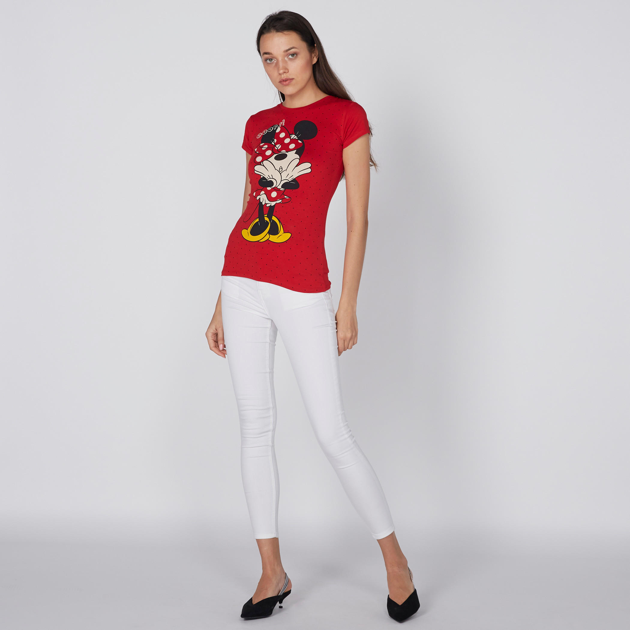 Minnie Mouse Print T-Shirt with Cap Sleeves-women-clothing-tshirts-image-2