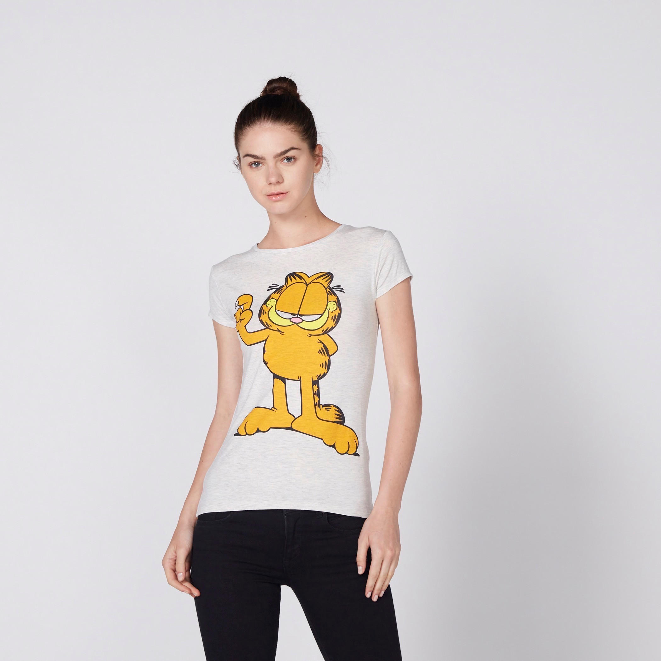 تيشيرت بياقة مستديرة وأكمام كاب وطبعات جارفيلد-women-clothing-tshirts-image-2