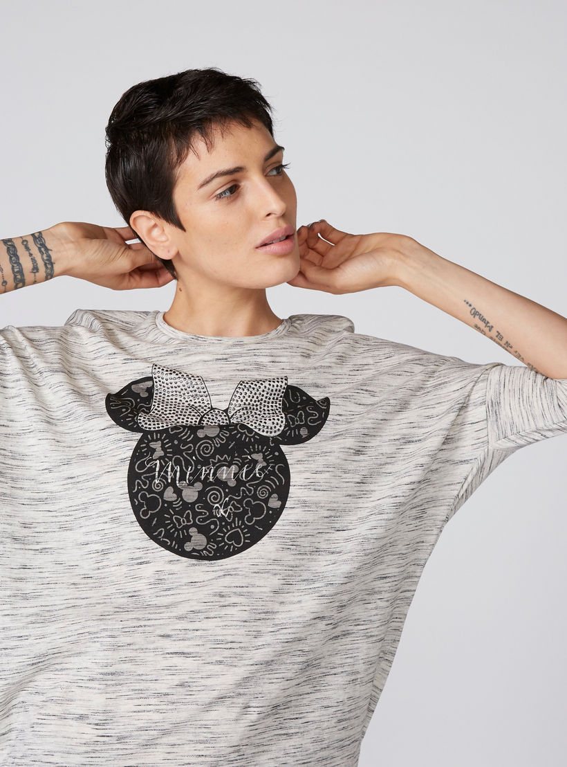 تونيك بياقة مستديرة وأكمام قصيرة وتزيينات ميني ماوس-women-clothing-shirtsandblouses-blouses-image-1