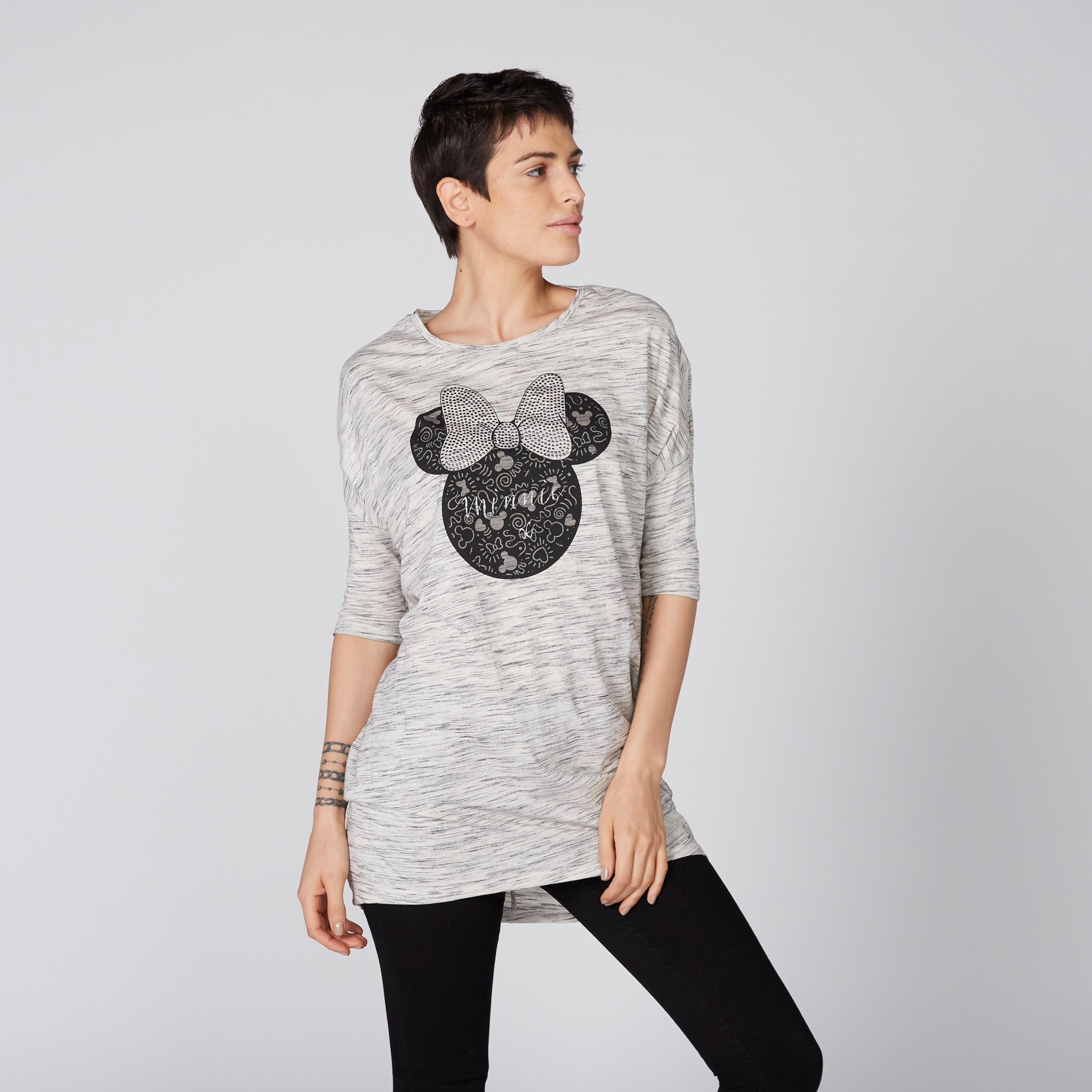 تونيك بياقة مستديرة وأكمام قصيرة وتزيينات ميني ماوس-women-clothing-shirtsandblouses-blouses-image-2